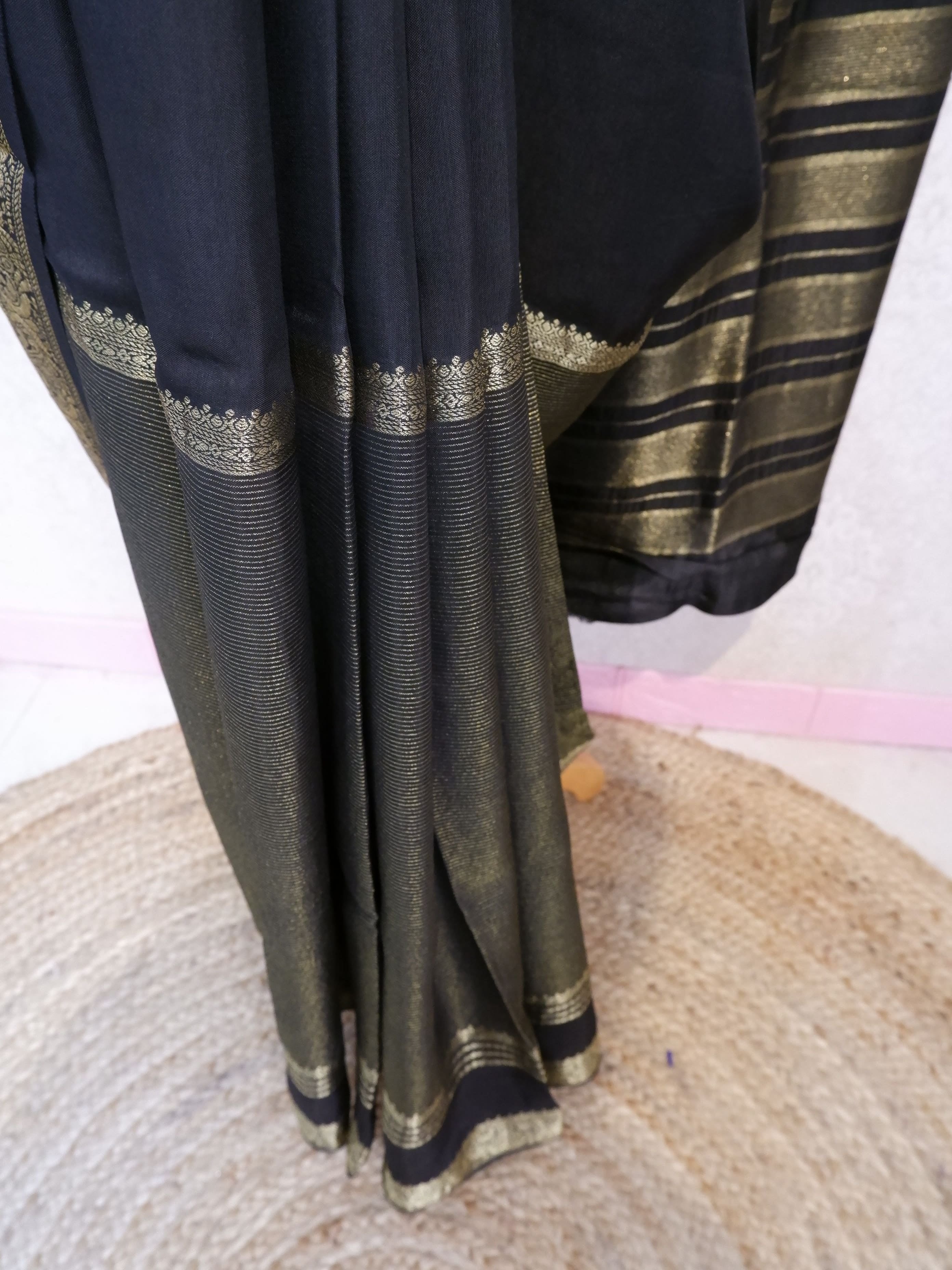 Black Tissue Half and Half Saree with Matching Blouse Online