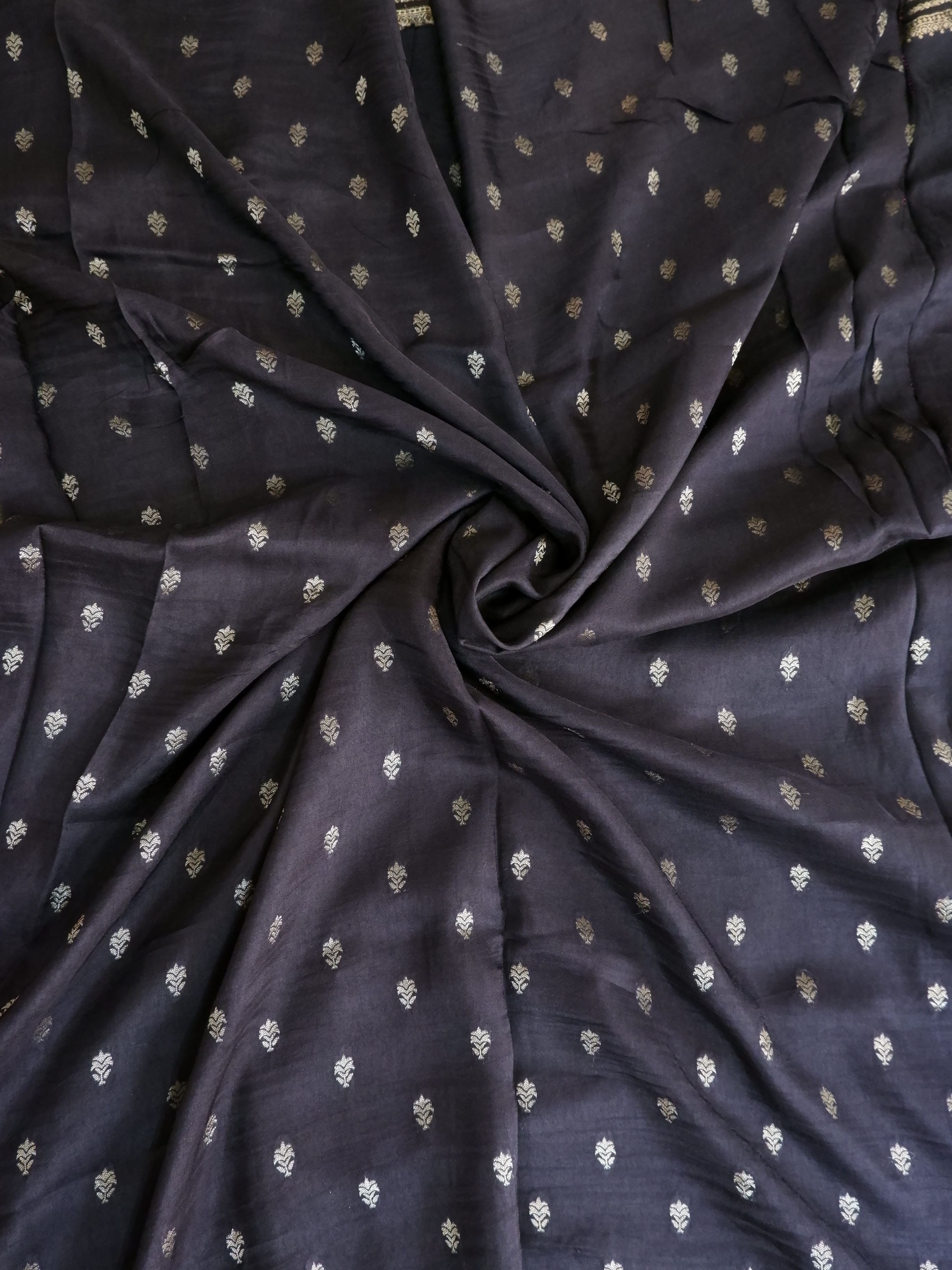 Black Tissue Half and Half Saree with Matching Blouse Online