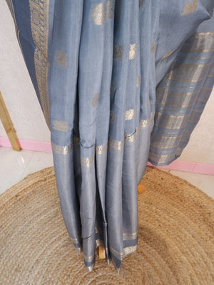 Steel Blue Tissue Half and Half Saree Online