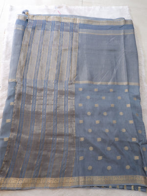 Steel Blue Tissue Half and Half Saree Online