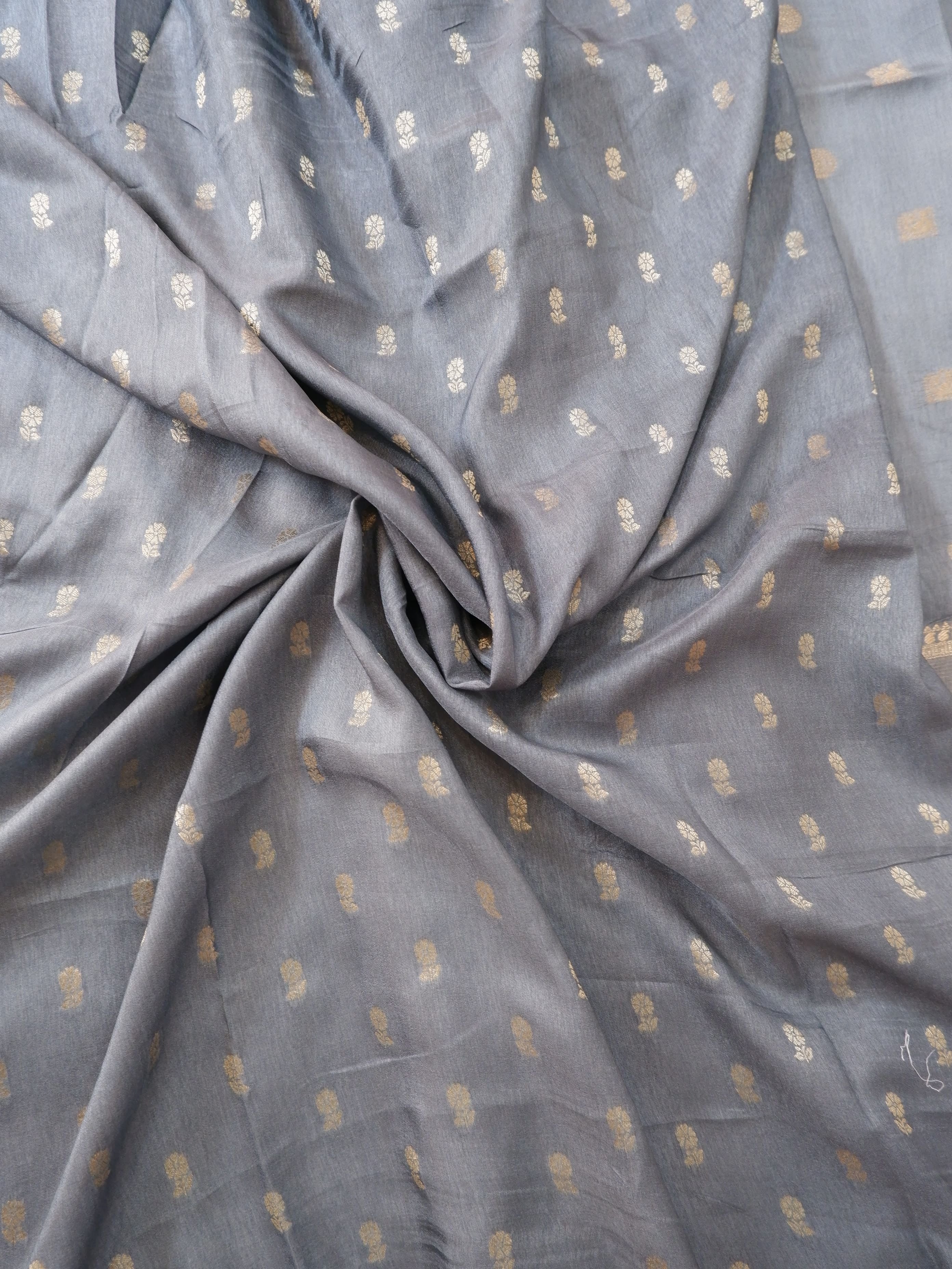 Steel Blue Tissue Half and Half Saree Online