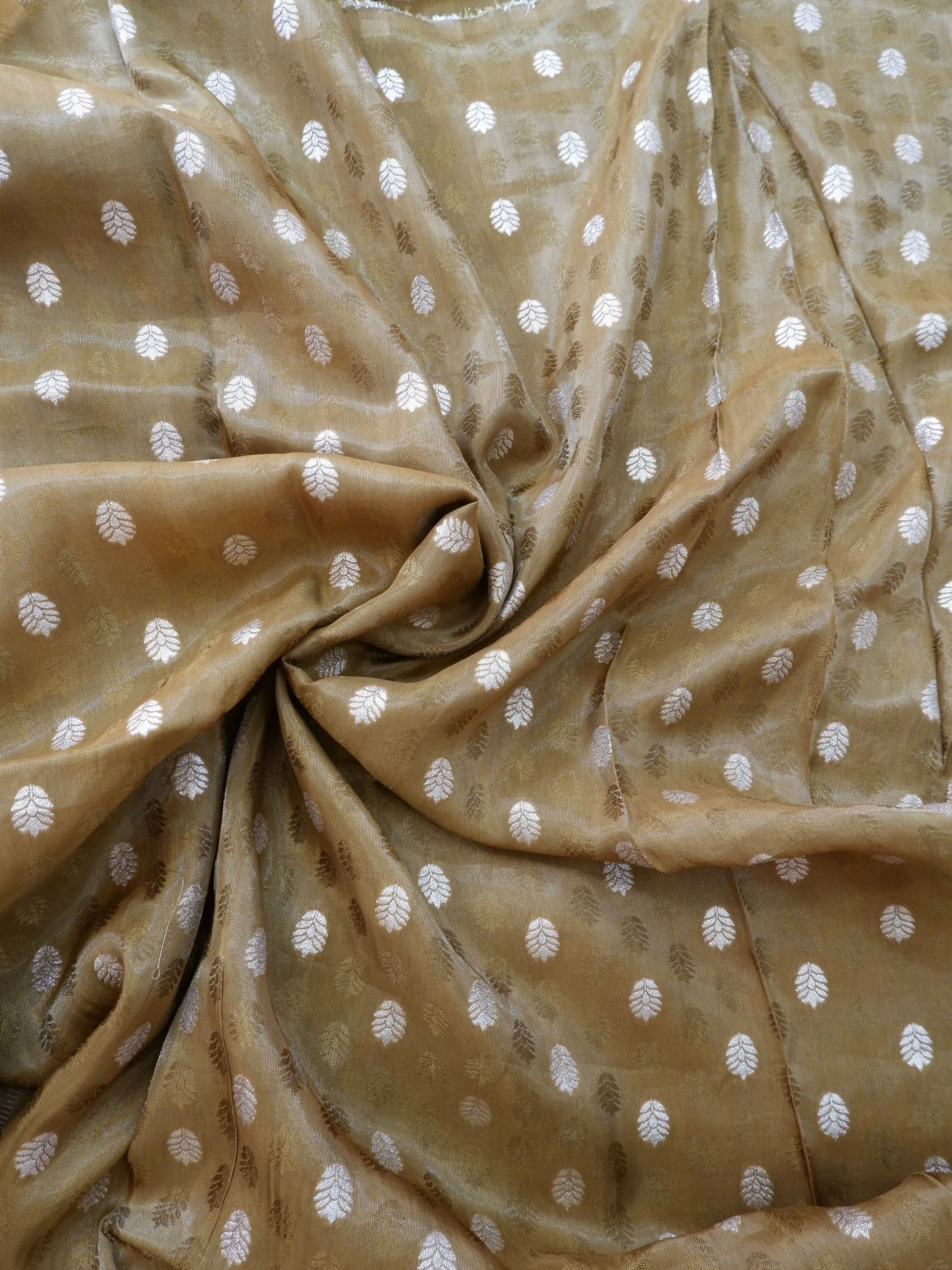 Antique Gold Tissue Half and Half Saree Online