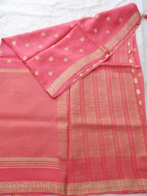 Pink saree with gold border
