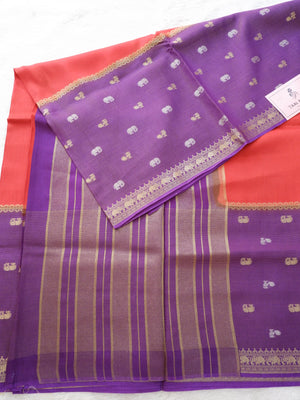 Tissue Saree with Elephant Zari Border Online