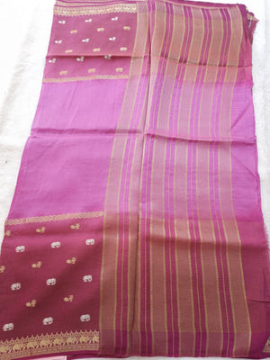 Purple fabric with gold stripes and patterns 