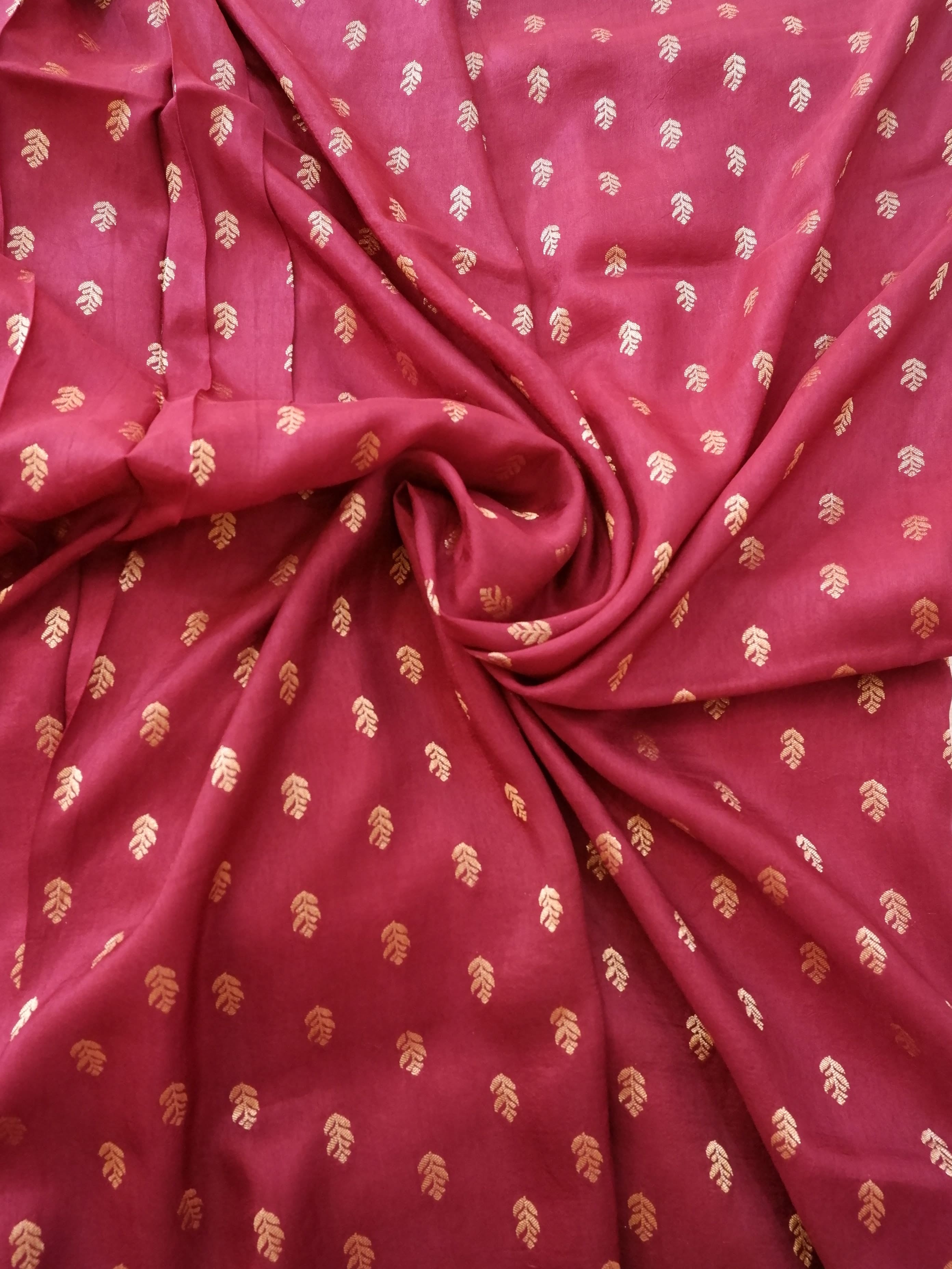 Pink fabric with gold patterns, .