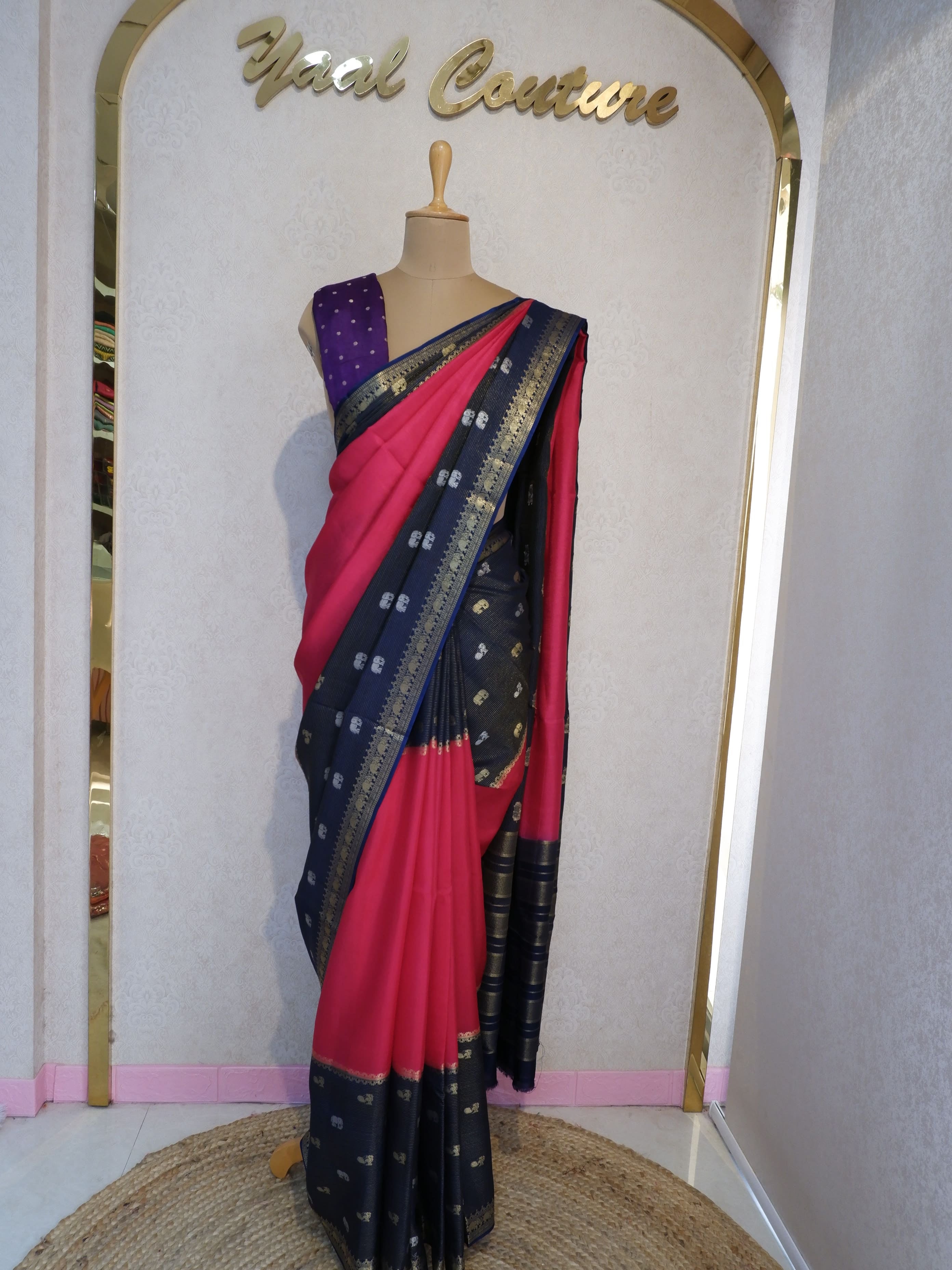 Tissue Saree with Elephant Zari Border – Royal Traditional Elegance