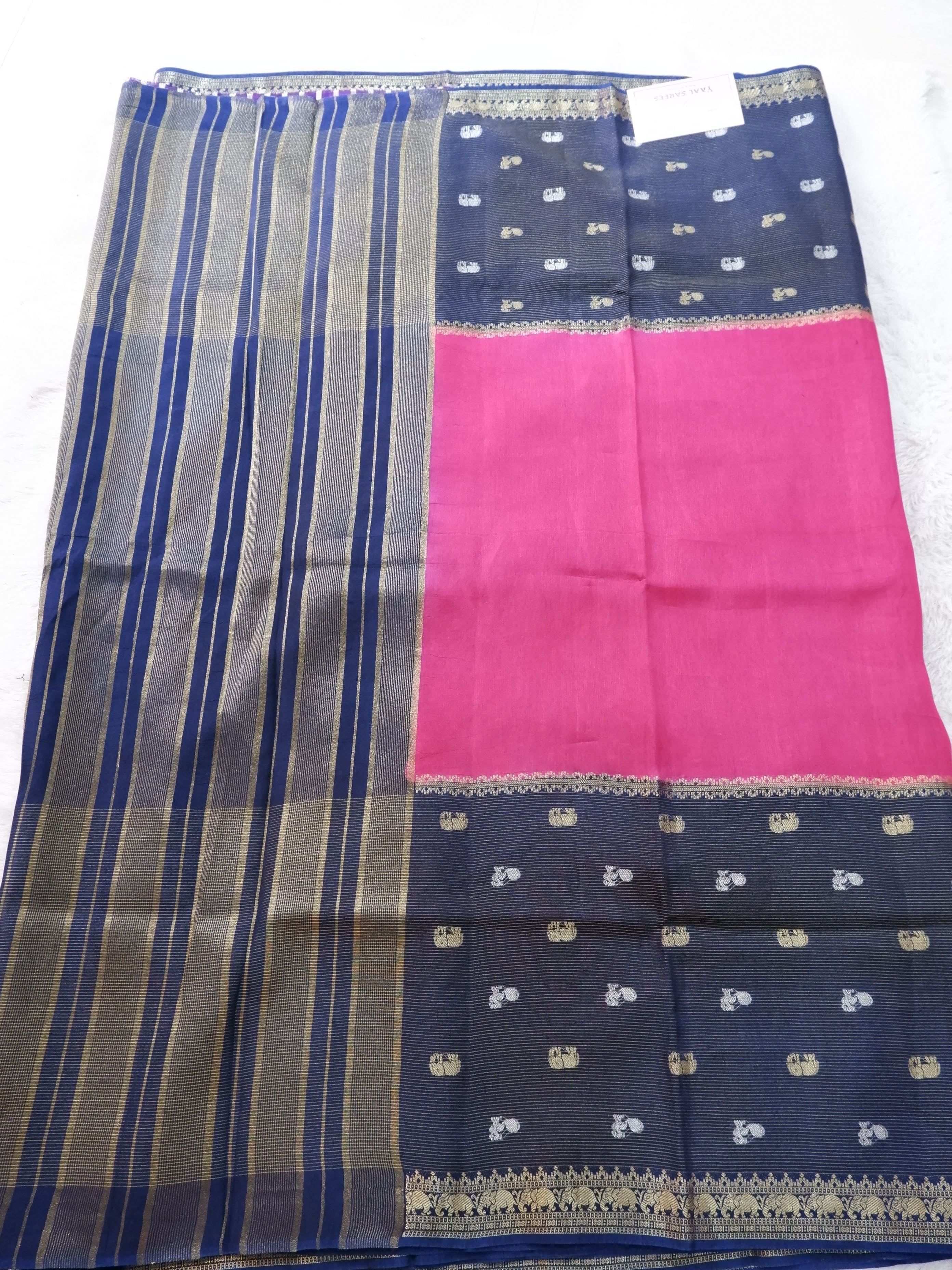 Tissue Saree with Elephant Zari Border online