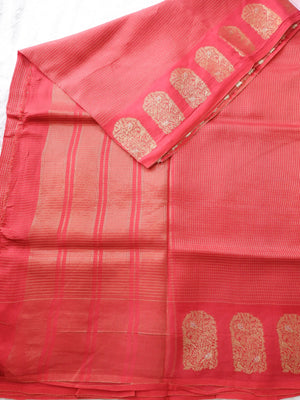 Red Tissue Saree with Elephant Zari Border Online