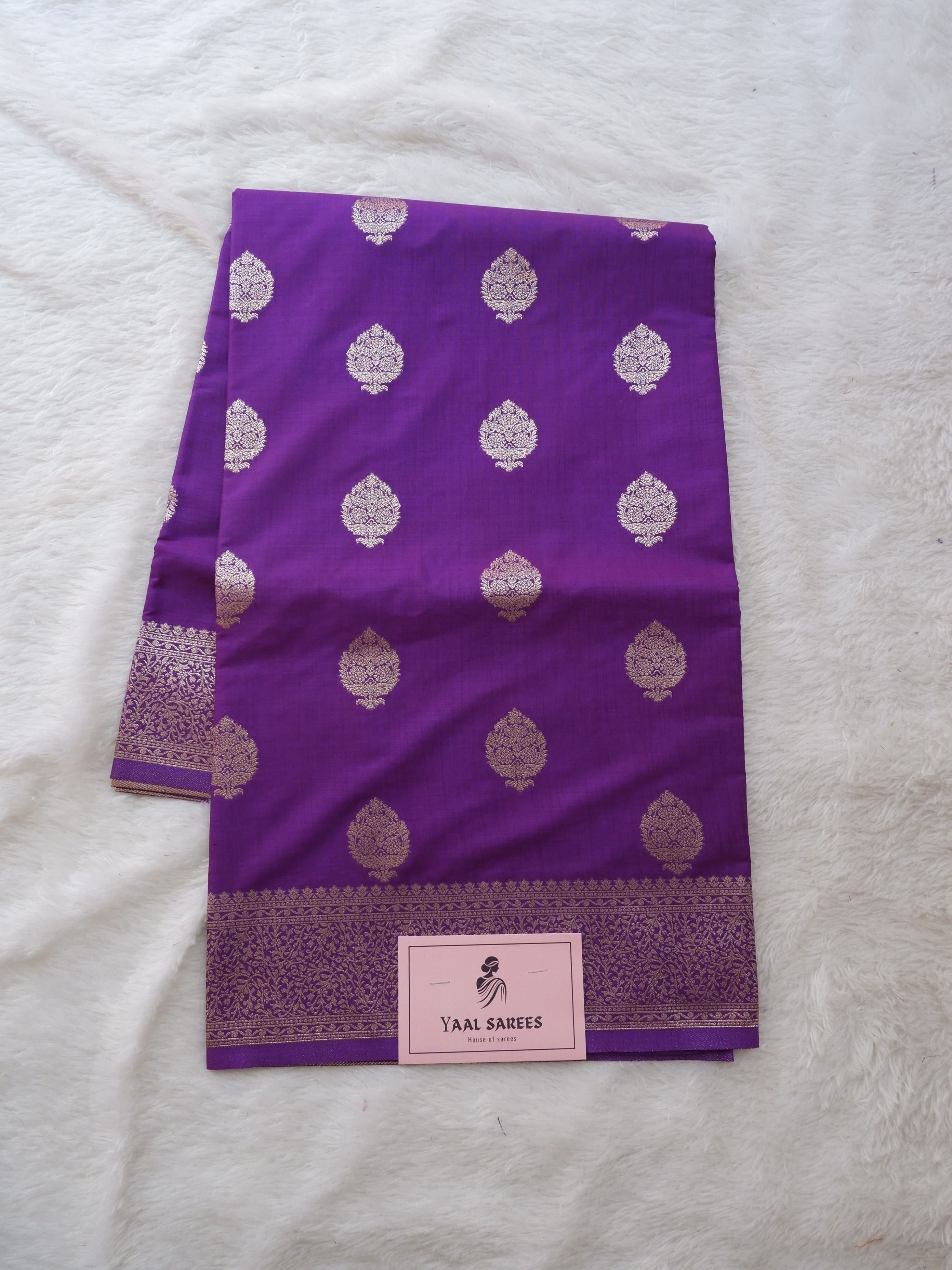 Purple fabric with gold patterns 