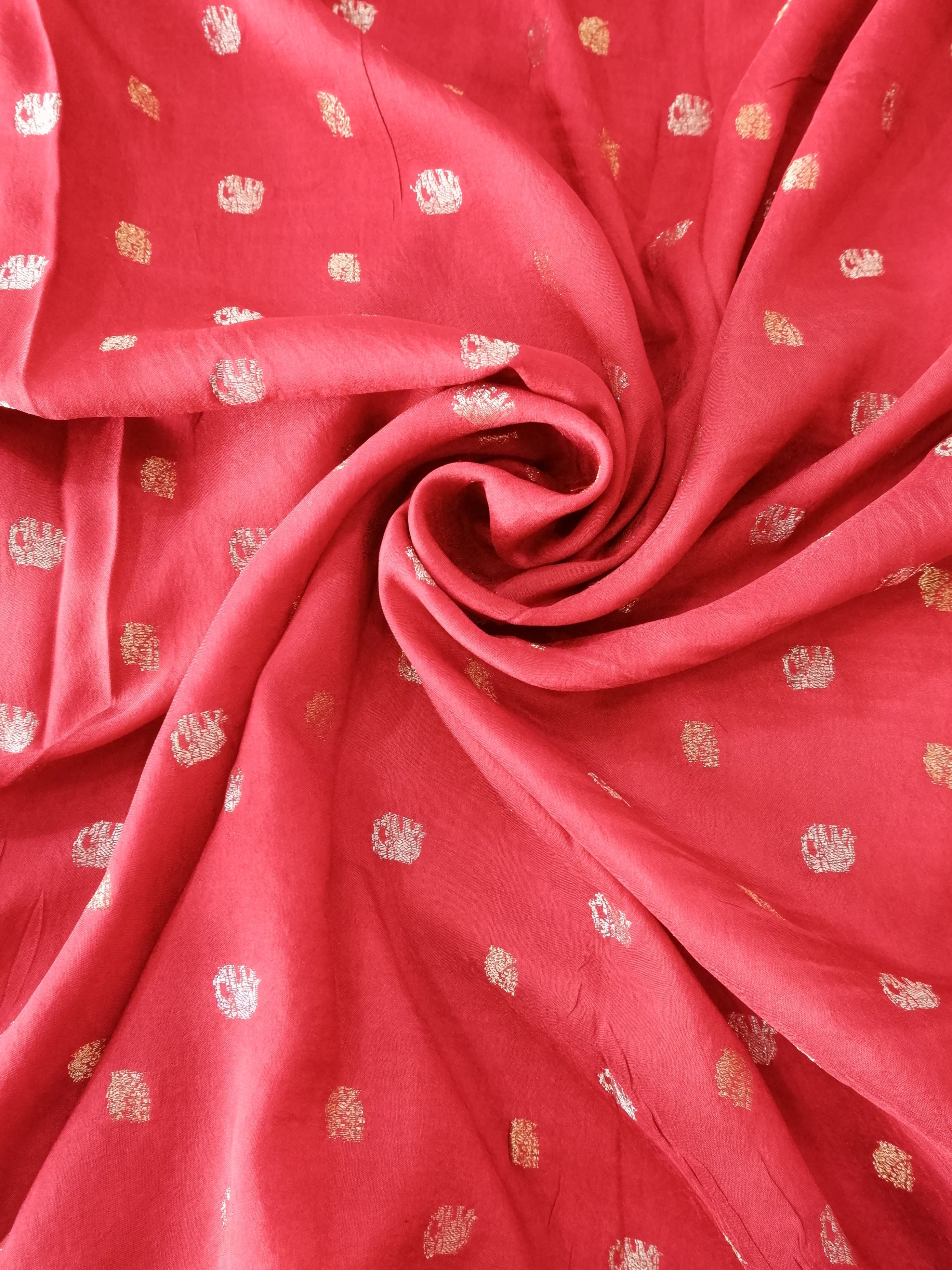 Red Crepe Saree with Check Pattern Online