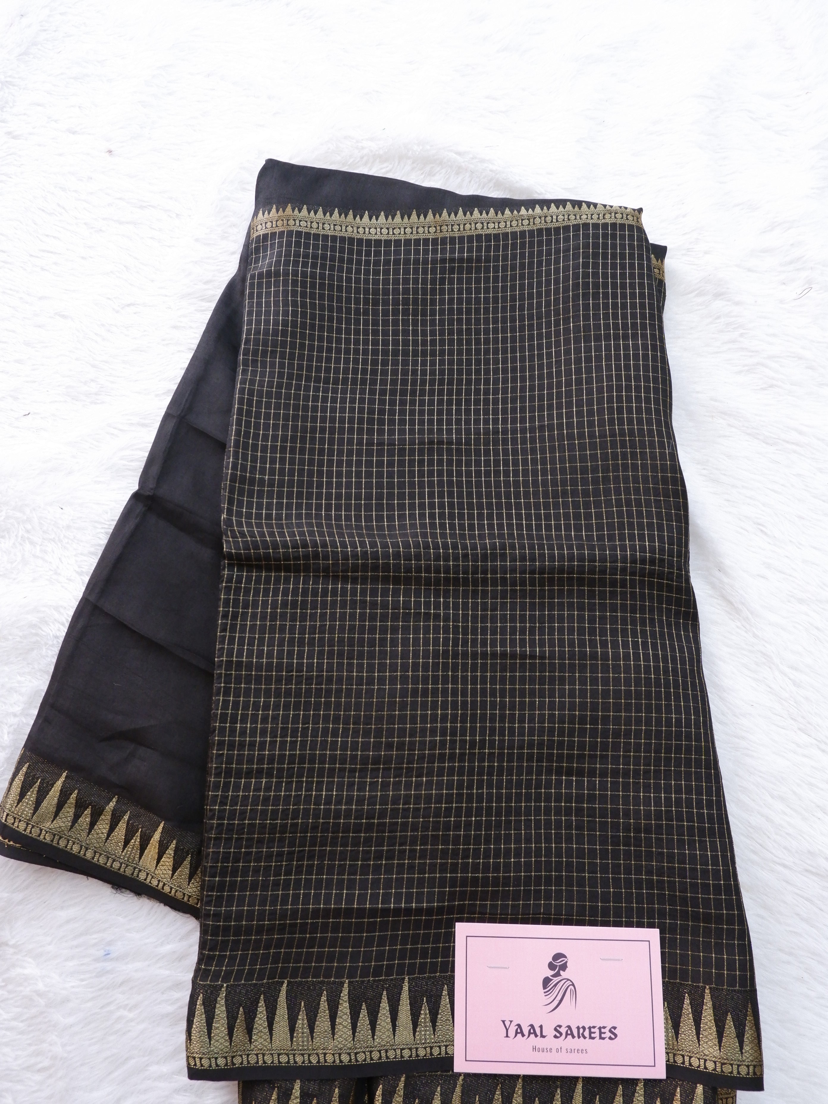 Black Crepe Saree with Check Pattern Online