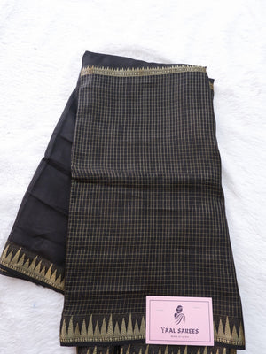 Black Crepe Saree with Check Pattern Online