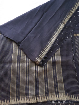 Black Crepe Saree with Check Pattern Online