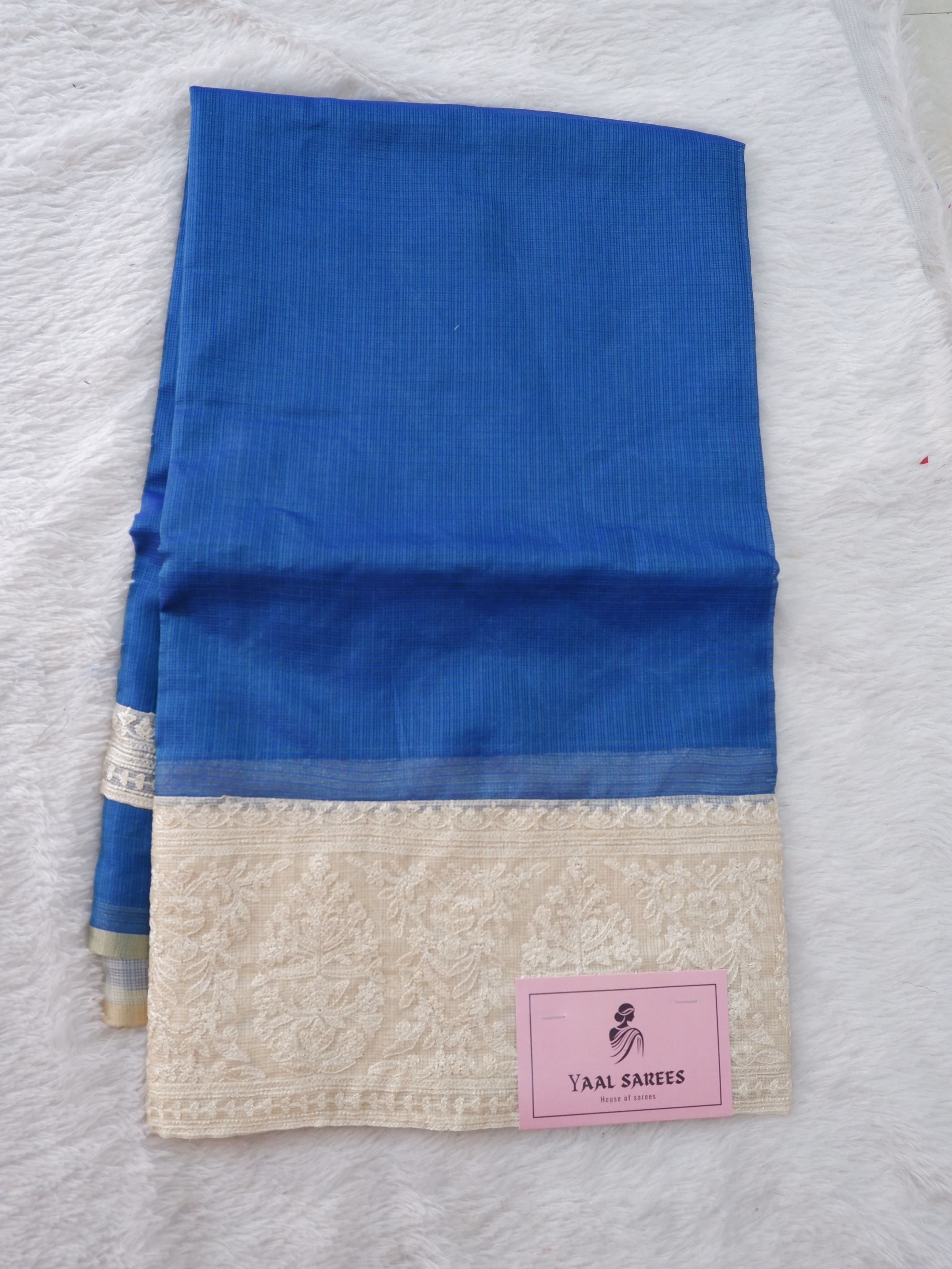 Elegant Kota Blue Saree with Embroidered Border Online