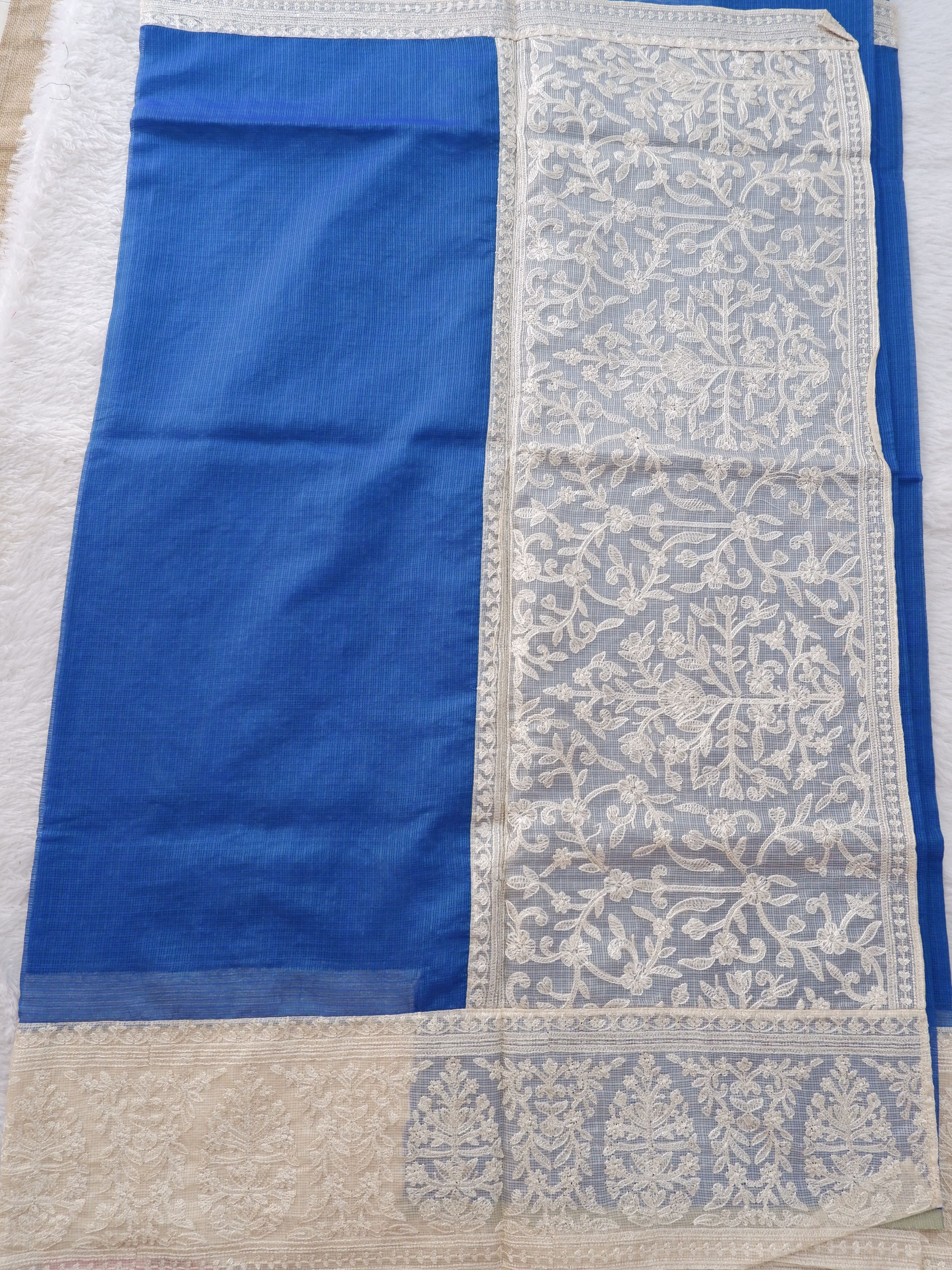 Elegant Kota Blue Saree with Embroidered Border Online