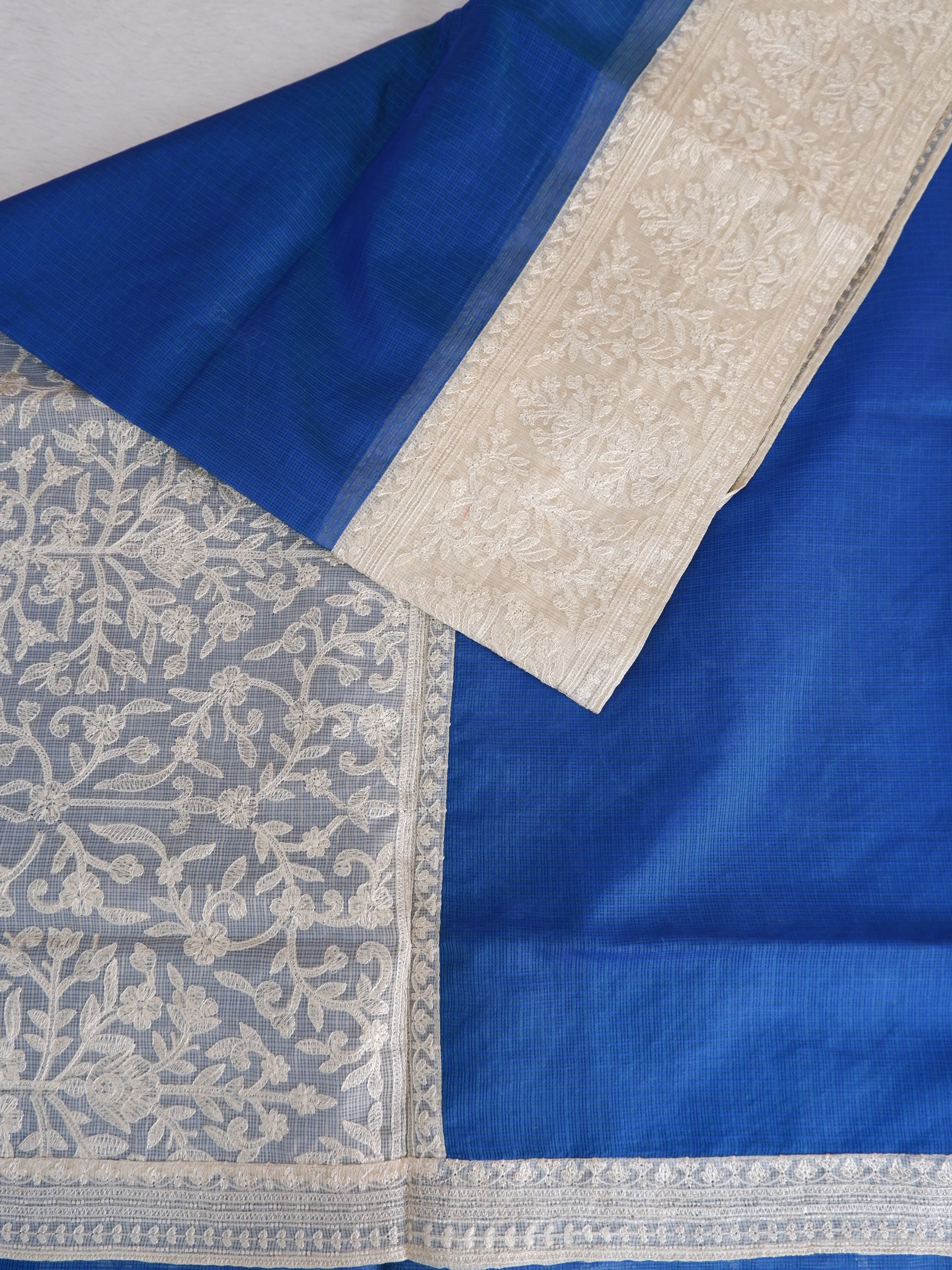 Elegant Kota Blue Saree with Embroidered Border Online