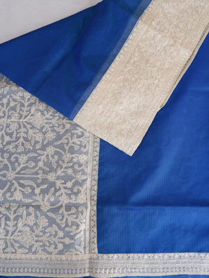 Elegant Kota Blue Saree with Embroidered Border Online