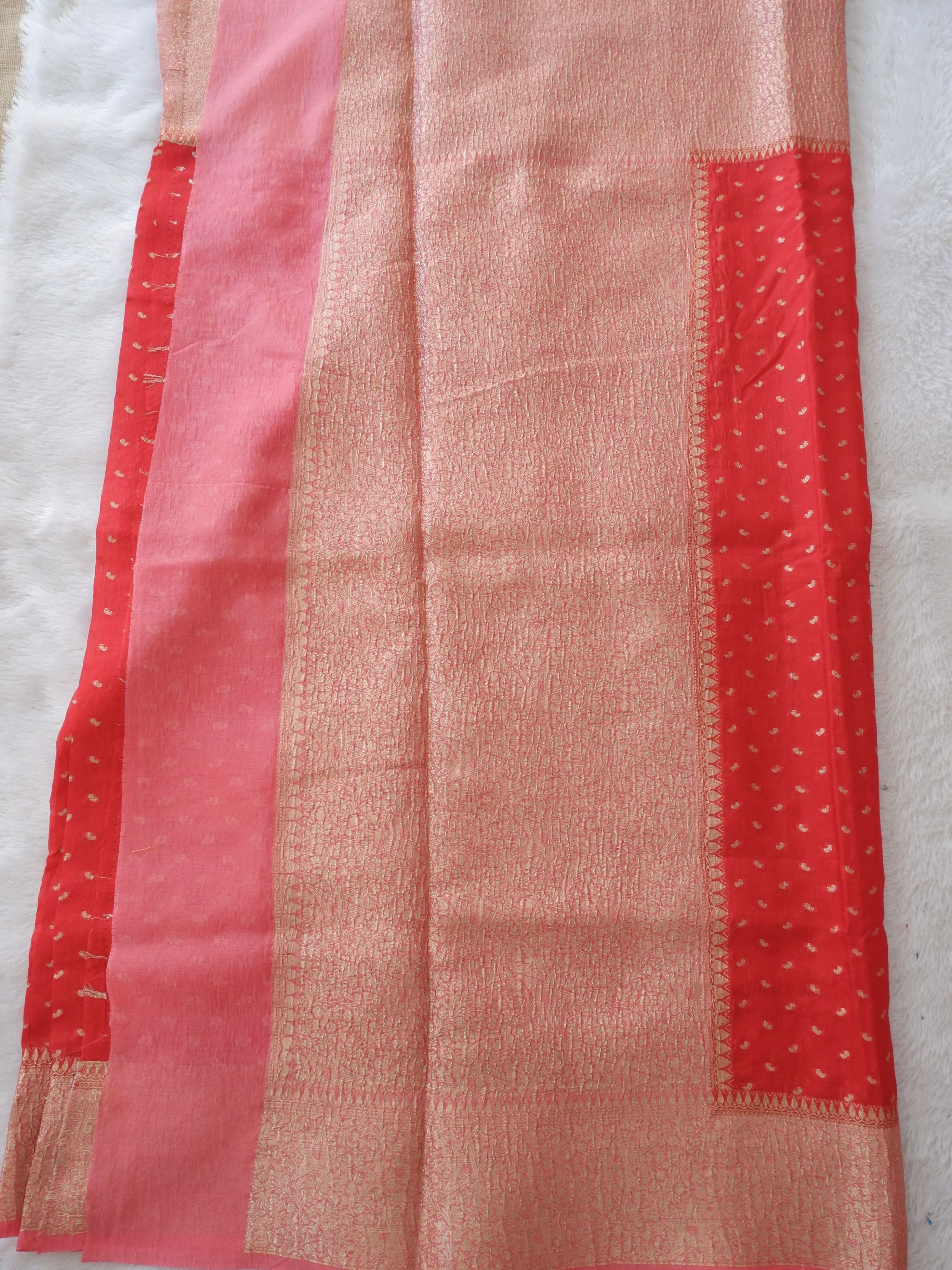 Red and gold fabric with a checkered pattern