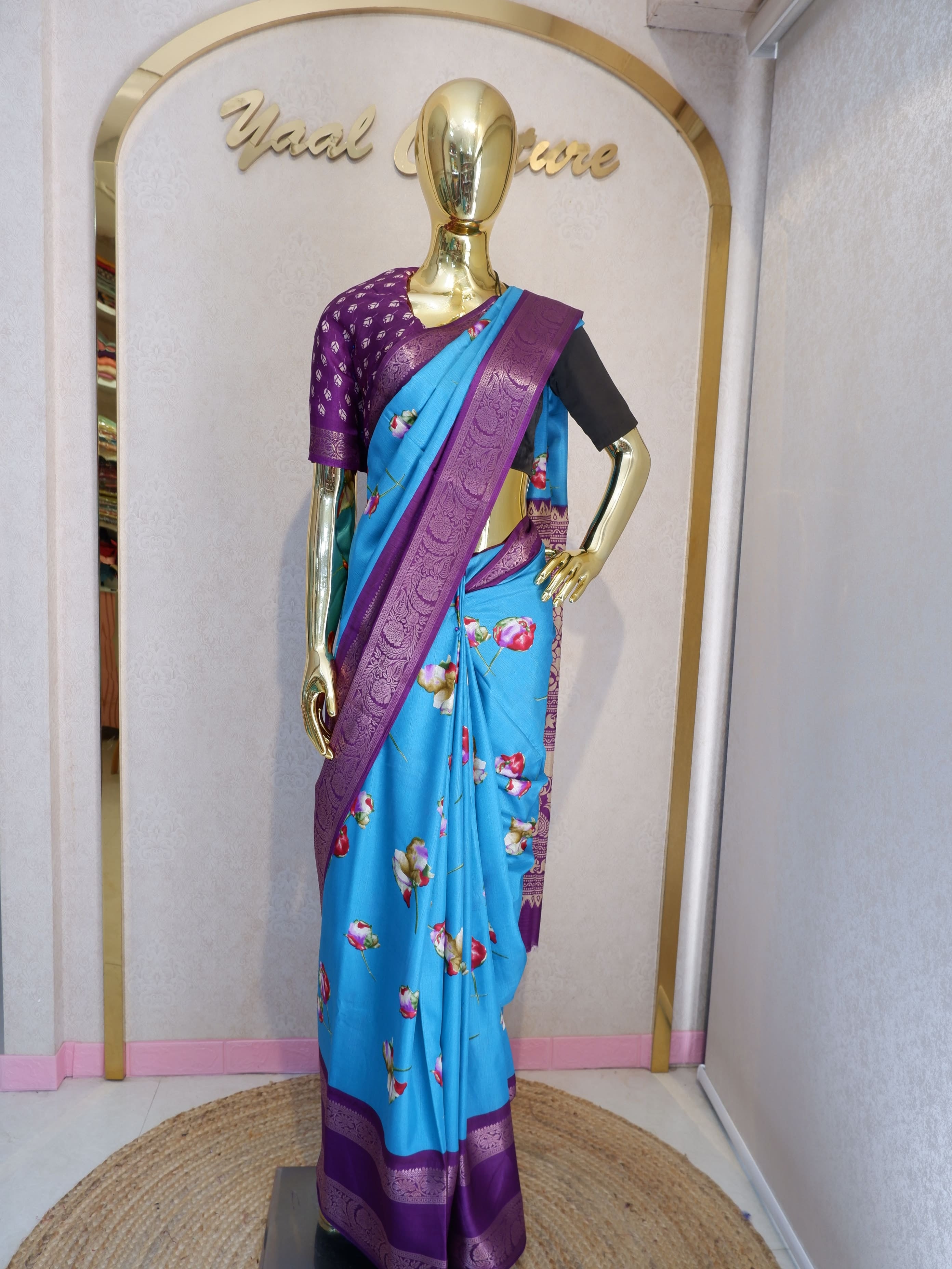 Regal Dola Silk Blue And Purple Saree