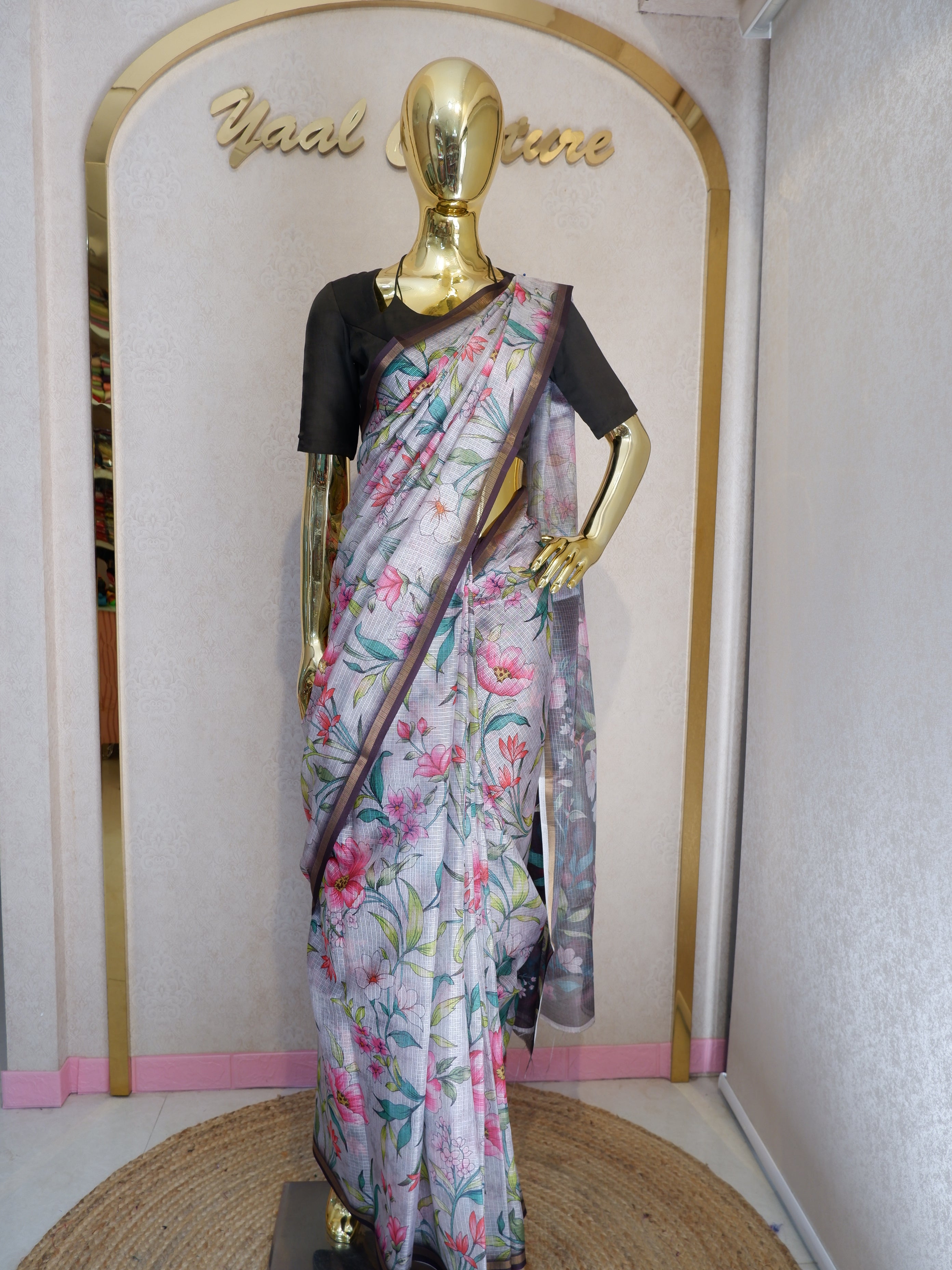 Graceful Kota Black & White Saree