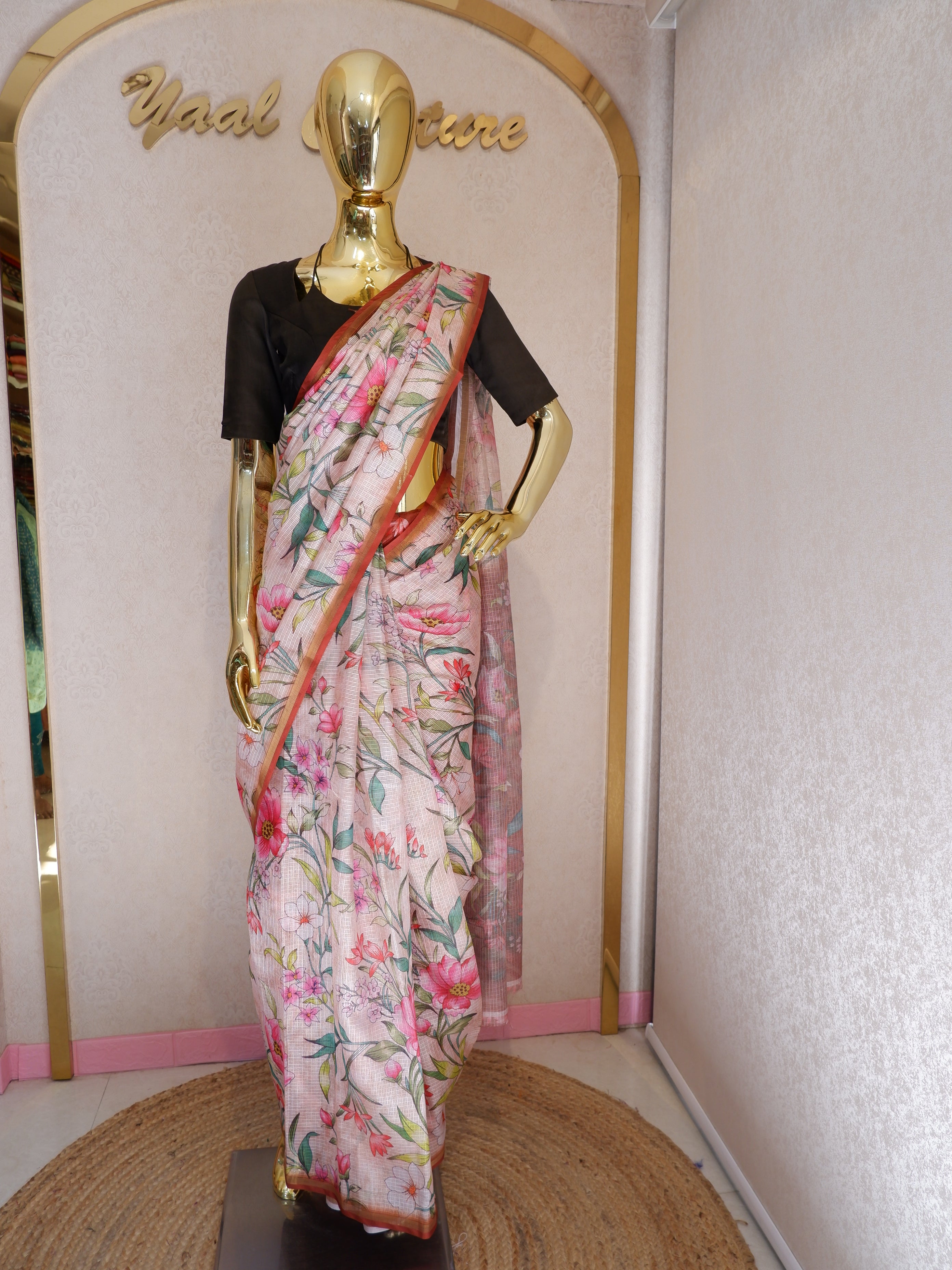 Graceful Kota Floral Brown Saree