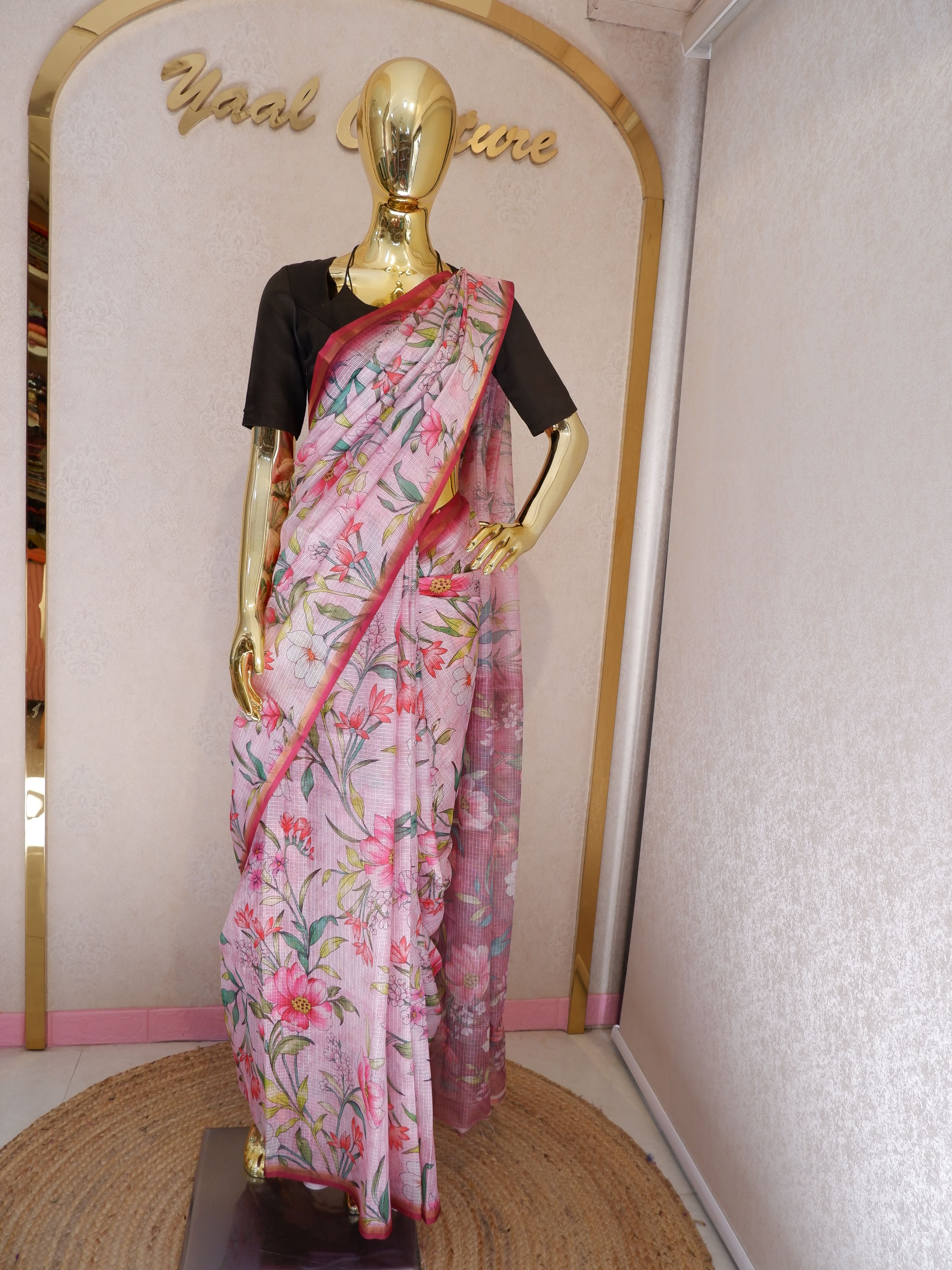 Graceful Kota Floral Pink Saree