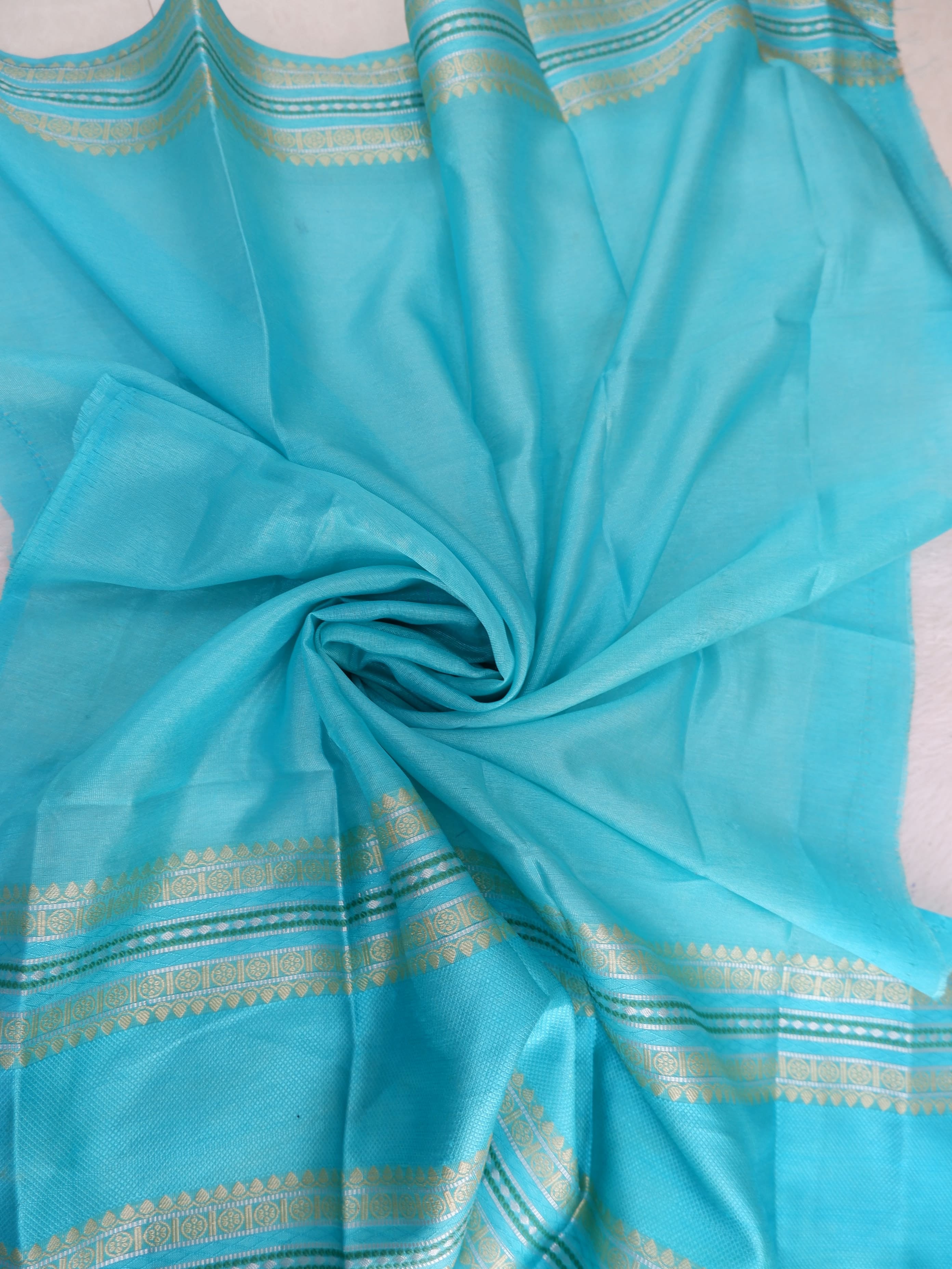 Red Warm Silk Saree with Sea Green Gadwal Border Online