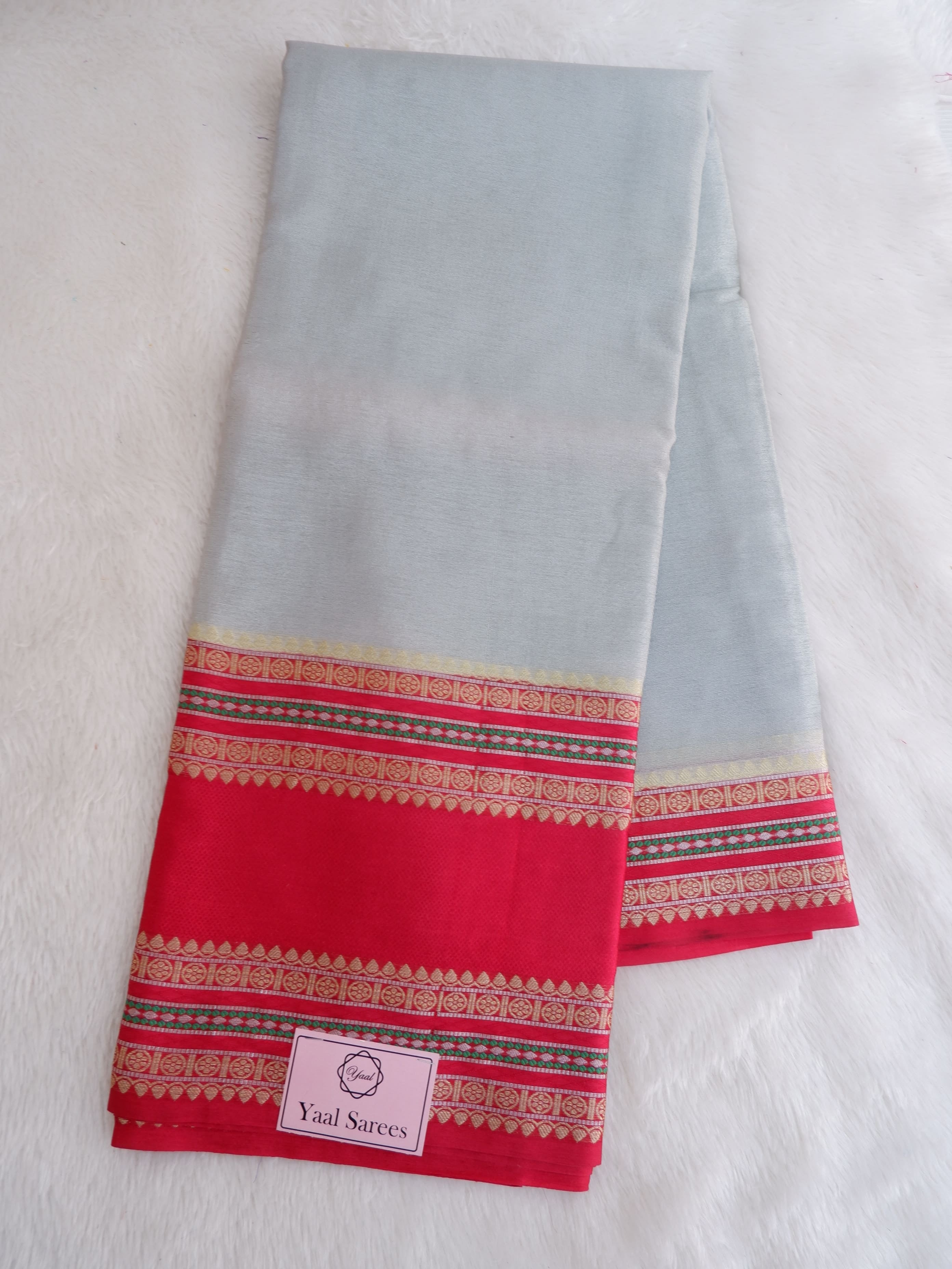 Grey Warm Silk Saree with Gadwal Border Online