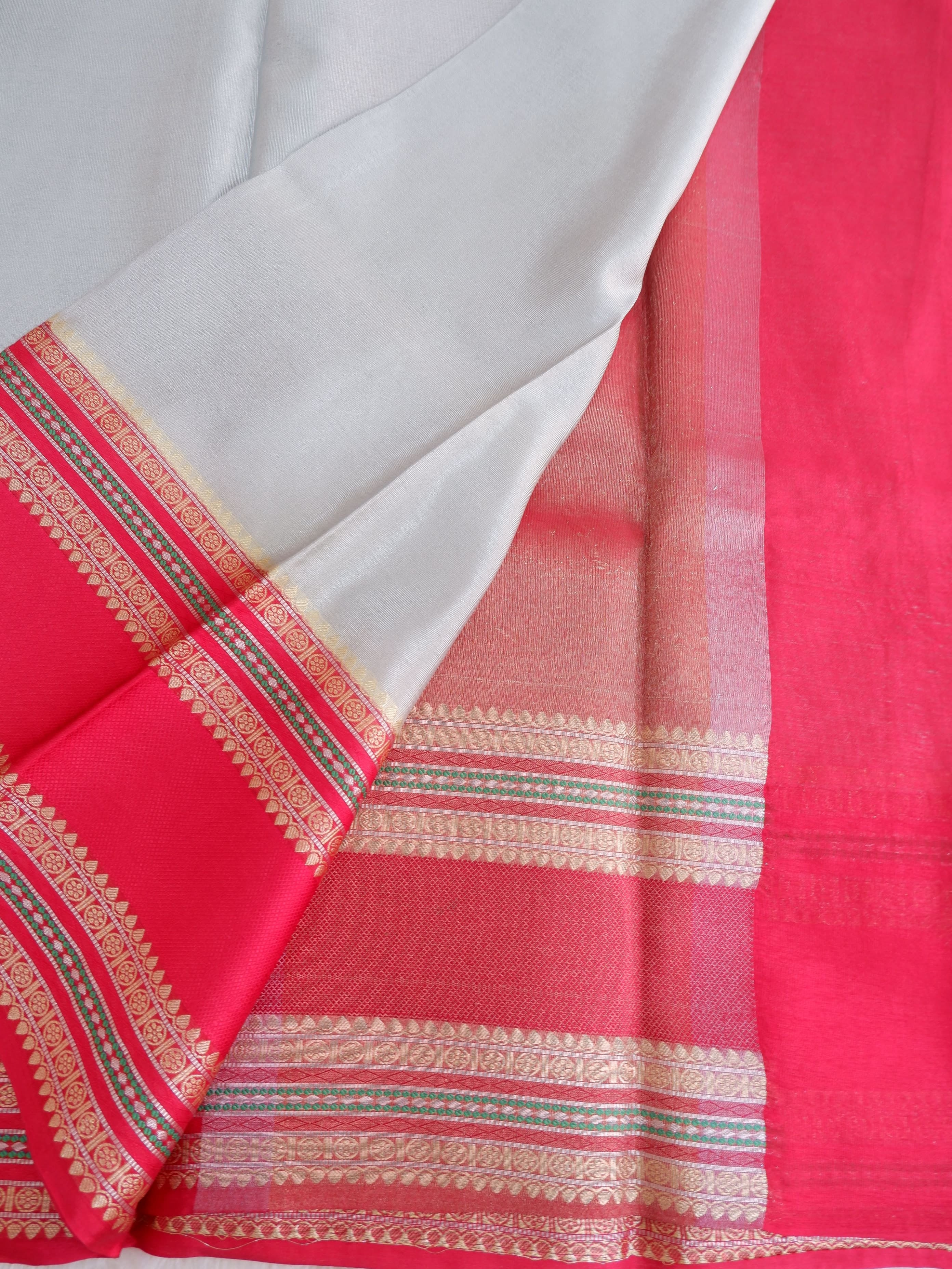 Grey Warm Silk Saree with Gadwal Border Online
