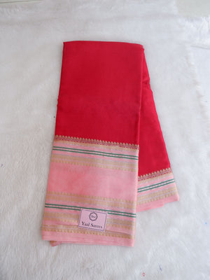 Maroon Warm Silk Saree with Baby Pink Gadwal Border Online