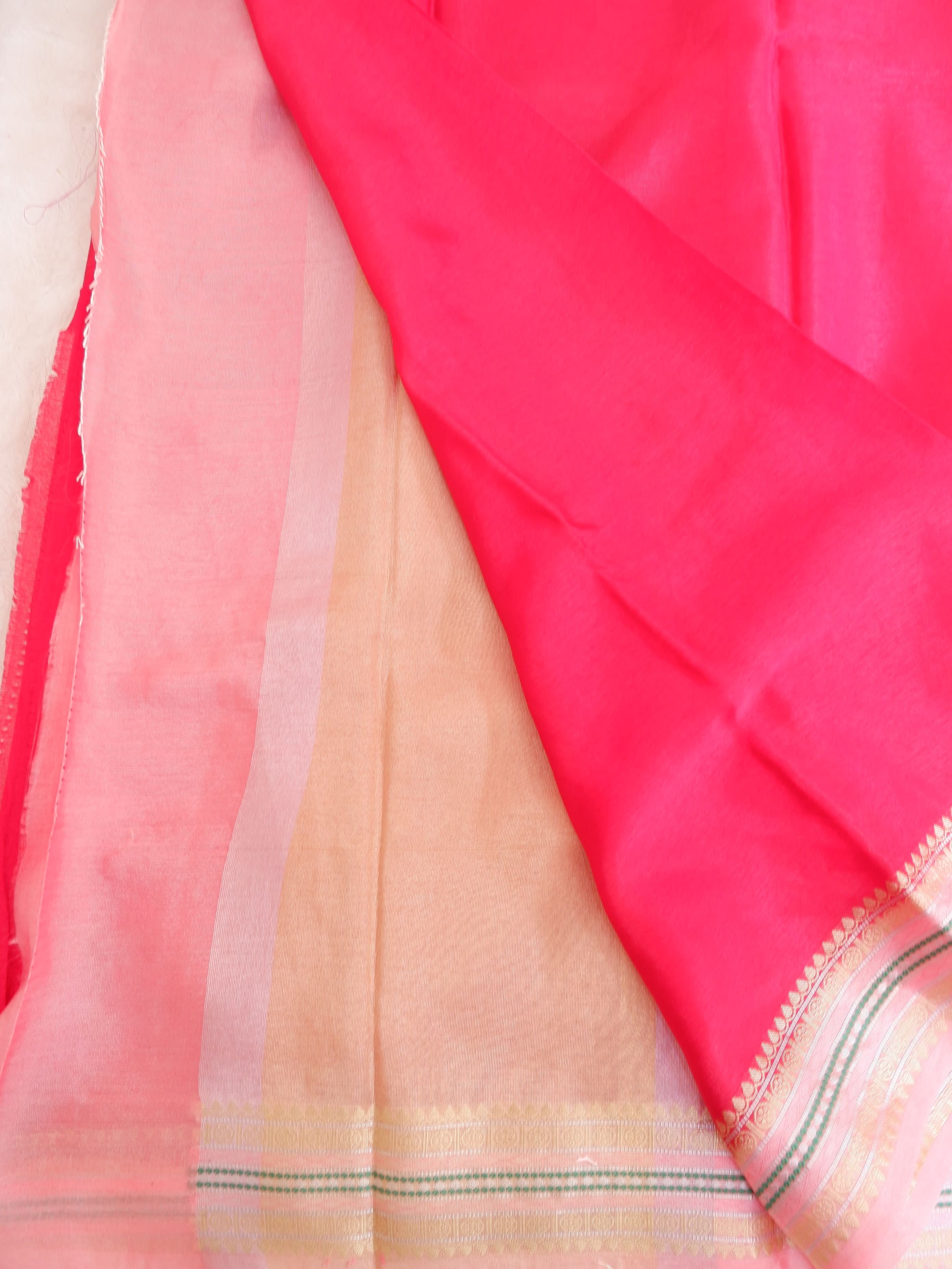 Maroon Warm Silk Saree with Baby Pink Gadwal Border Online