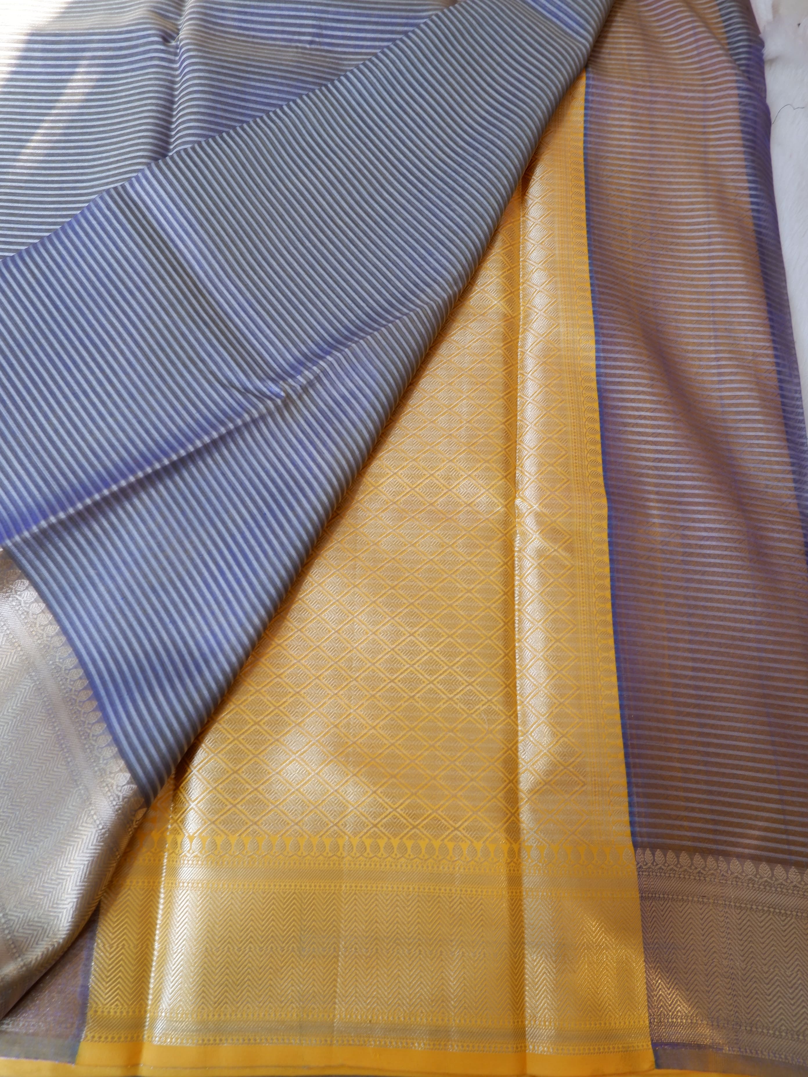 Elegant Tissue Violet & Yellow Saree