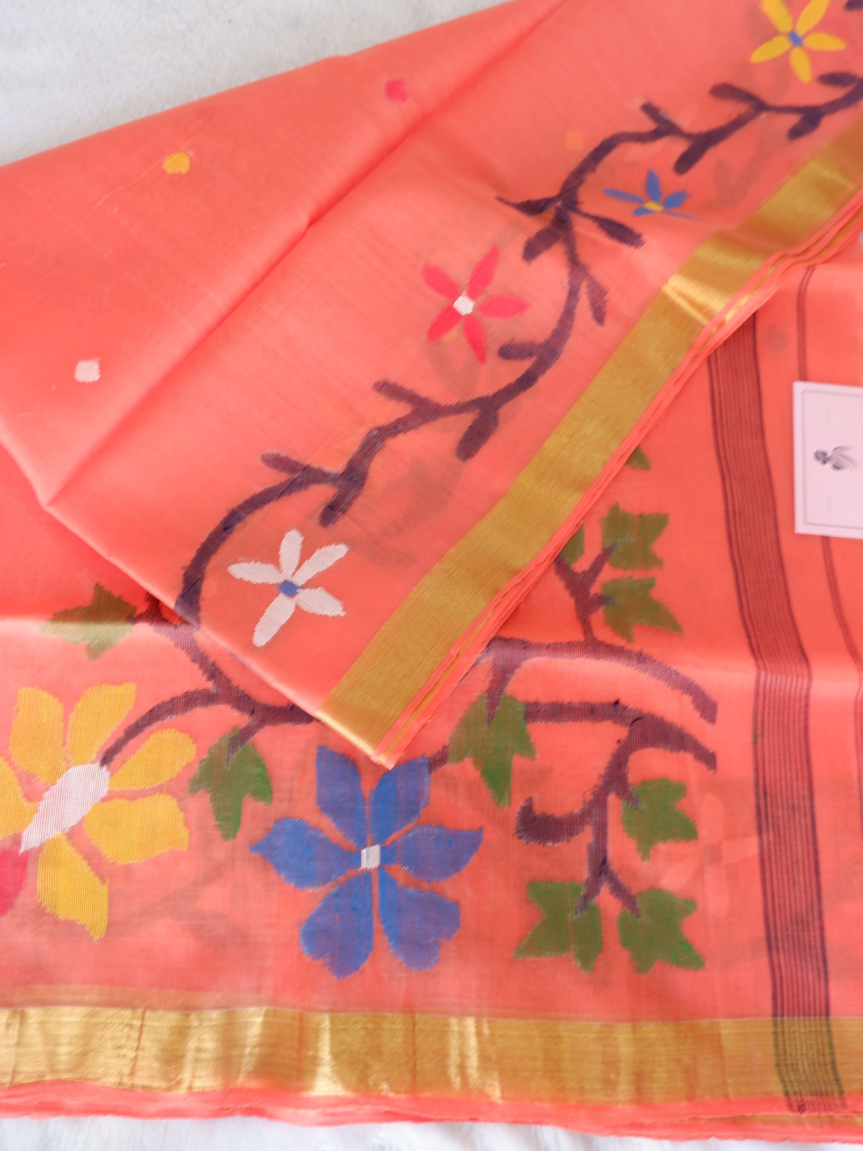 Jamdhani Saree orange colour – Elegant Handwoven Traditional Saree for Women