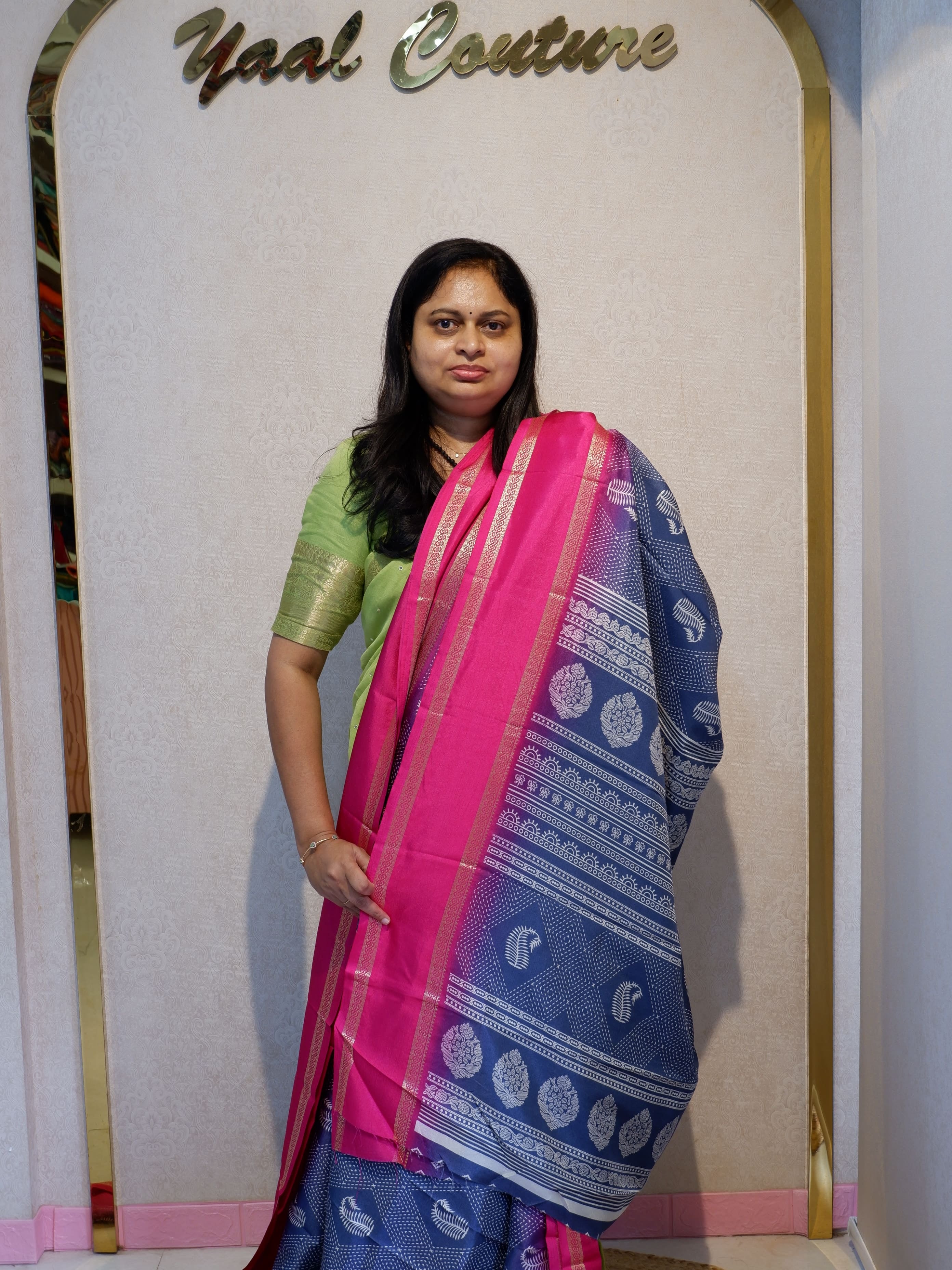 Stylish Crepe Saree with Traditional Kantha Print