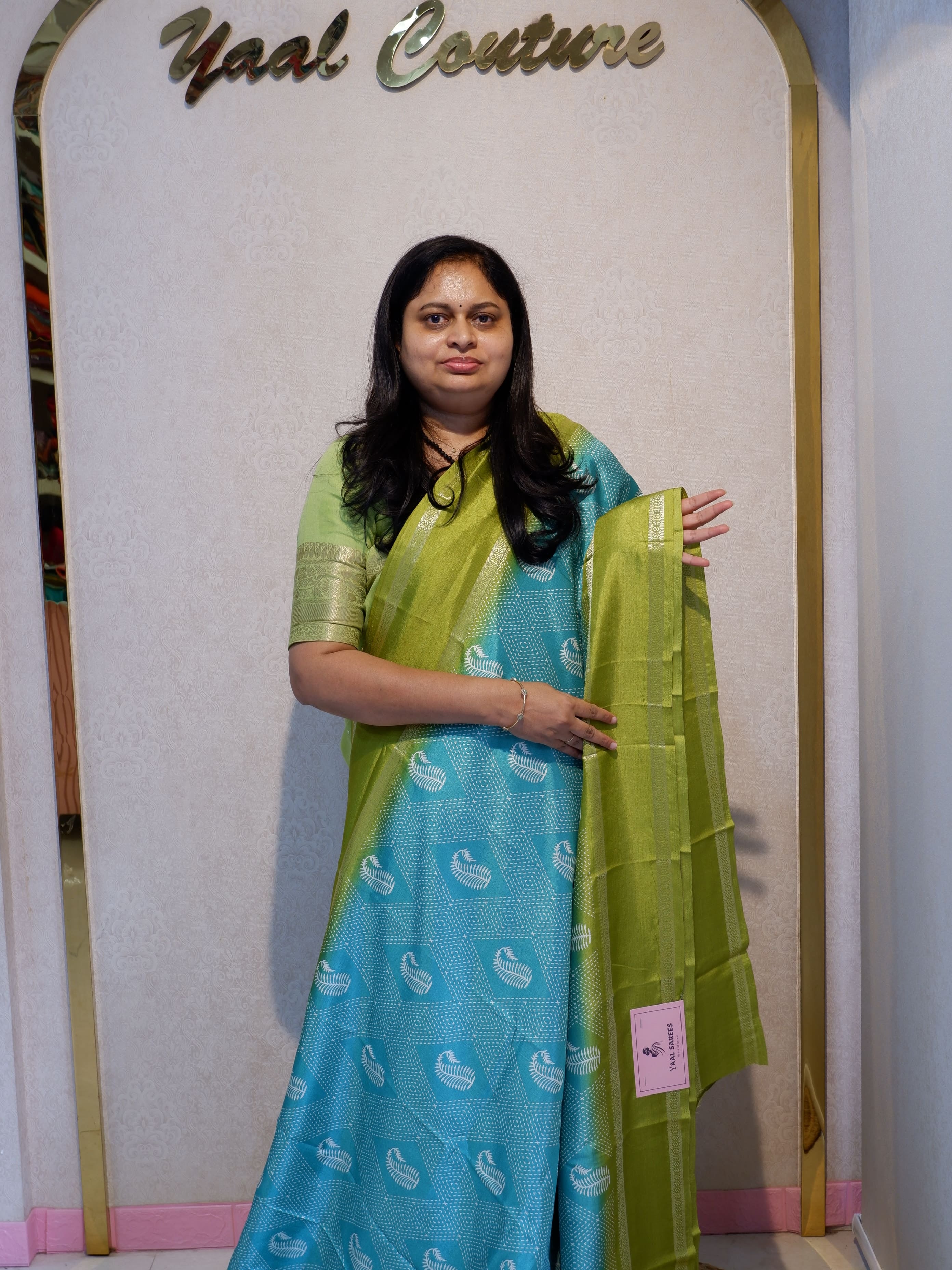 Stylish Crepe Saree with Traditional Kantha Print