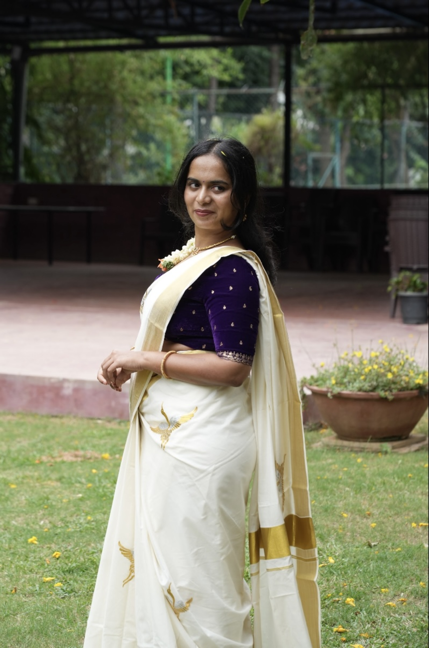 Cotton saree with bird print