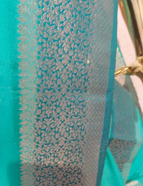 Timeless Teal Chiffon Saree