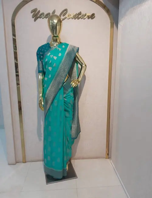Timeless Teal Chiffon Saree