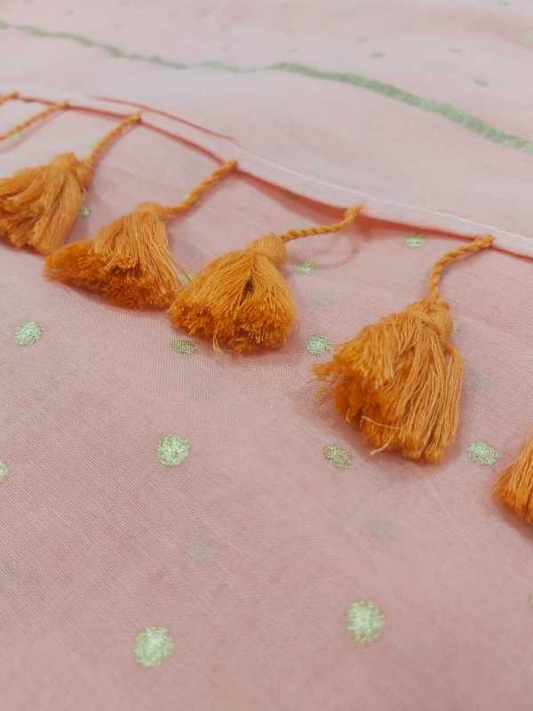 Mulmul Saree With Polka Dots.