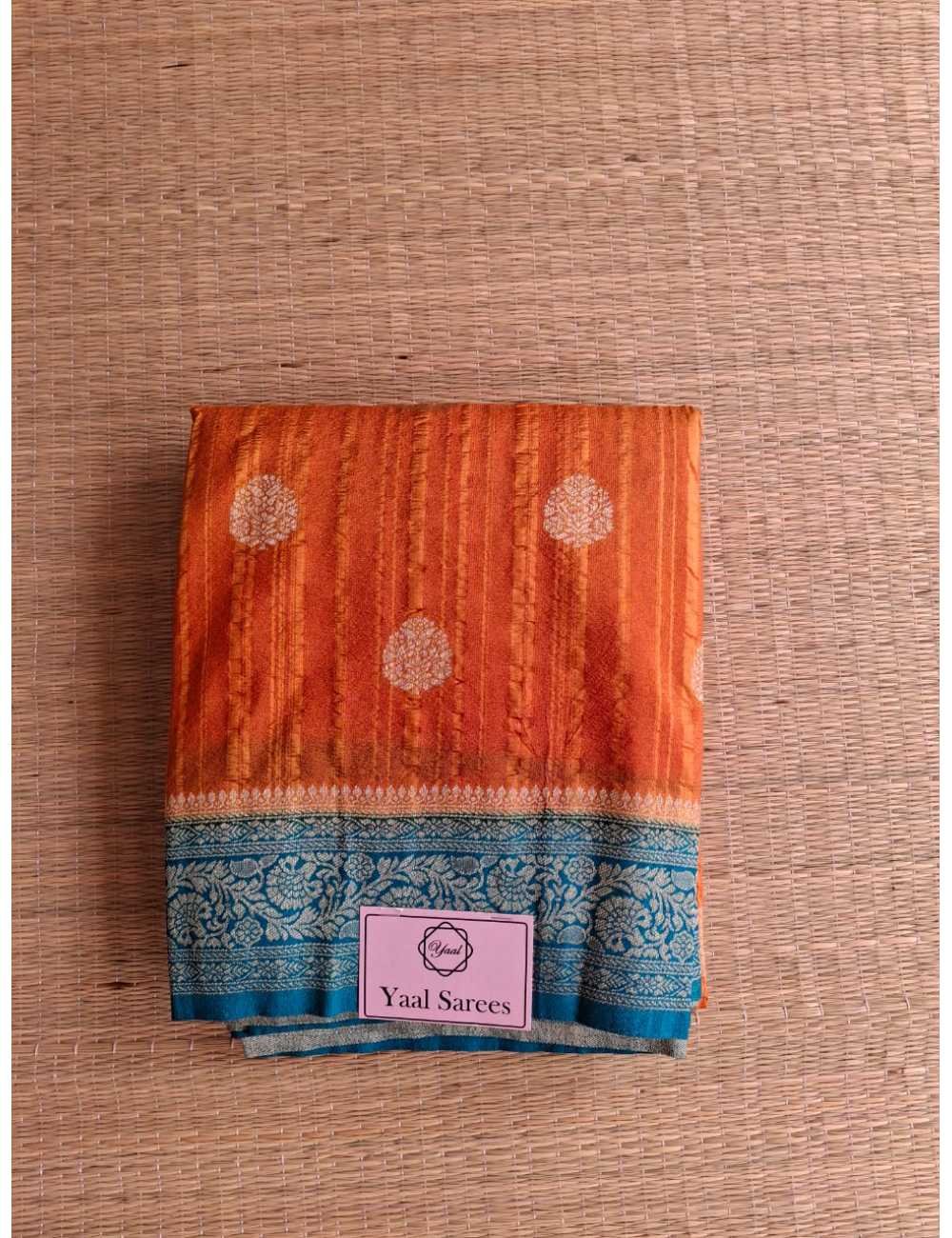 Crush Georgette With Weaving Border Mustard