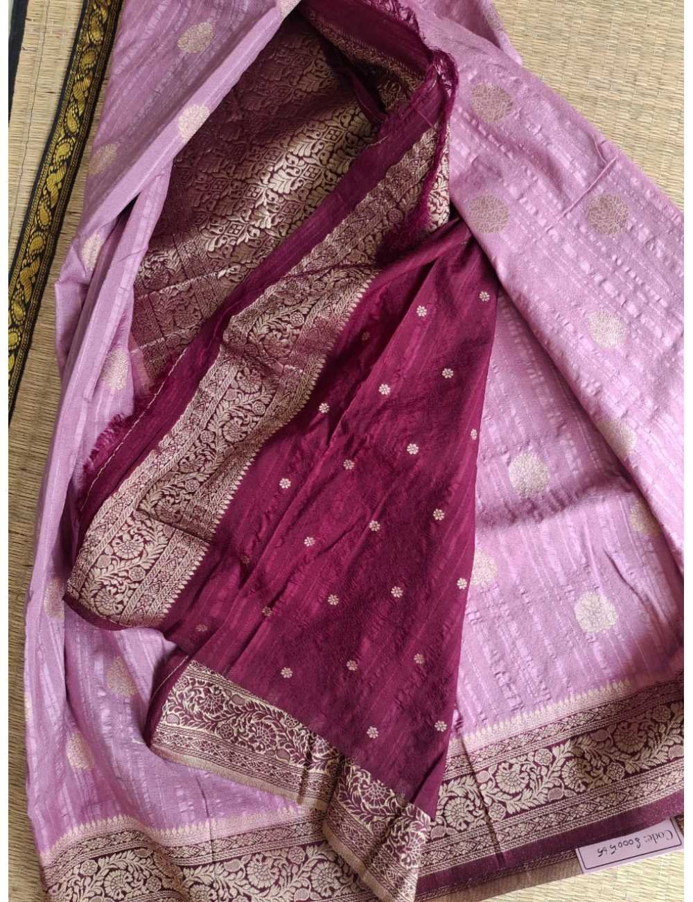 Crush Georgette With Weaving Border Light Purple