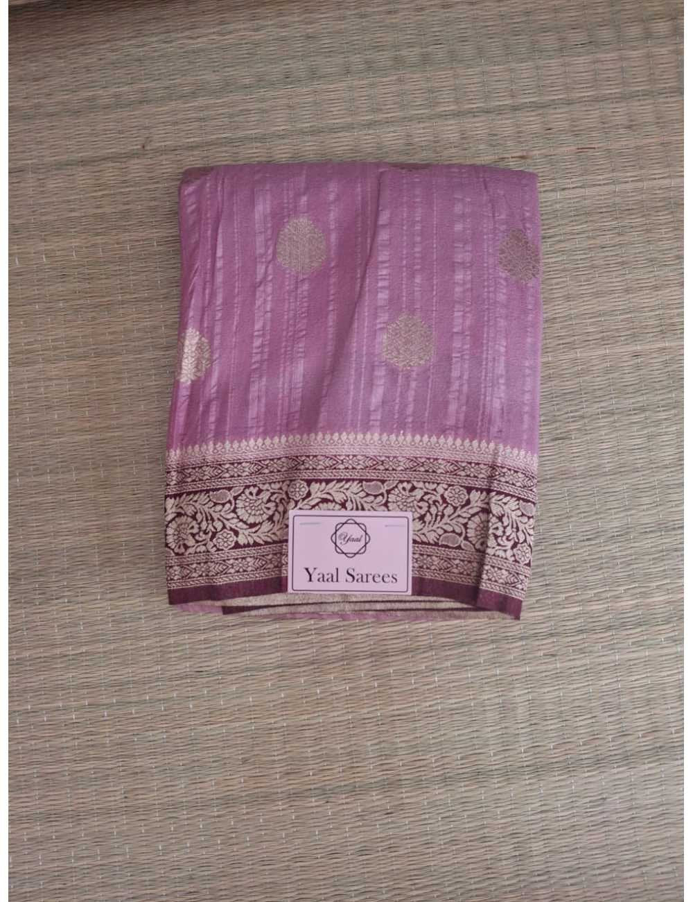 Crush Georgette With Weaving Border Light Purple
