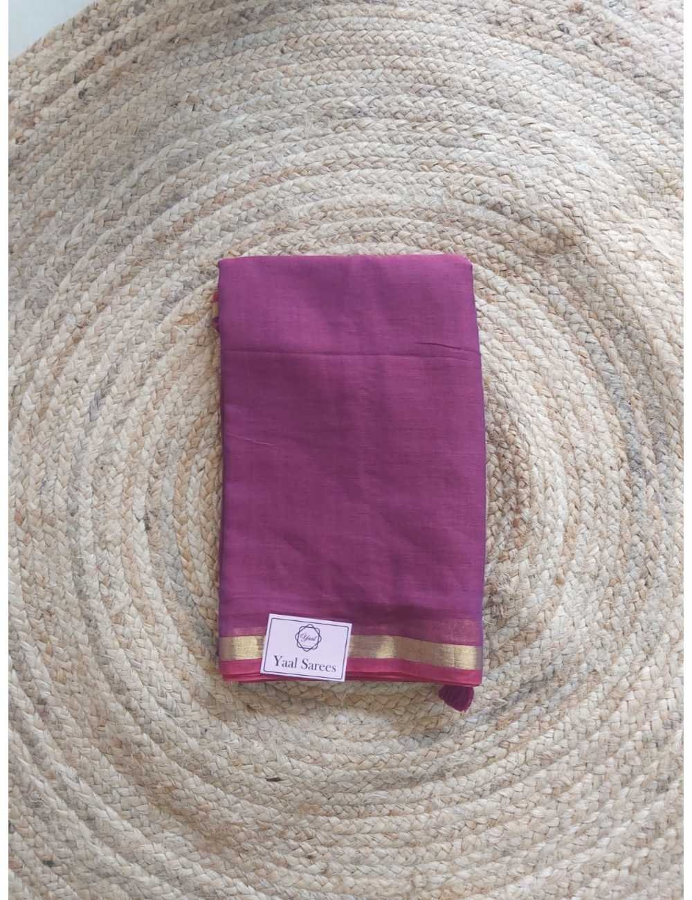 Plain Mul Saree with Zari Border Purple