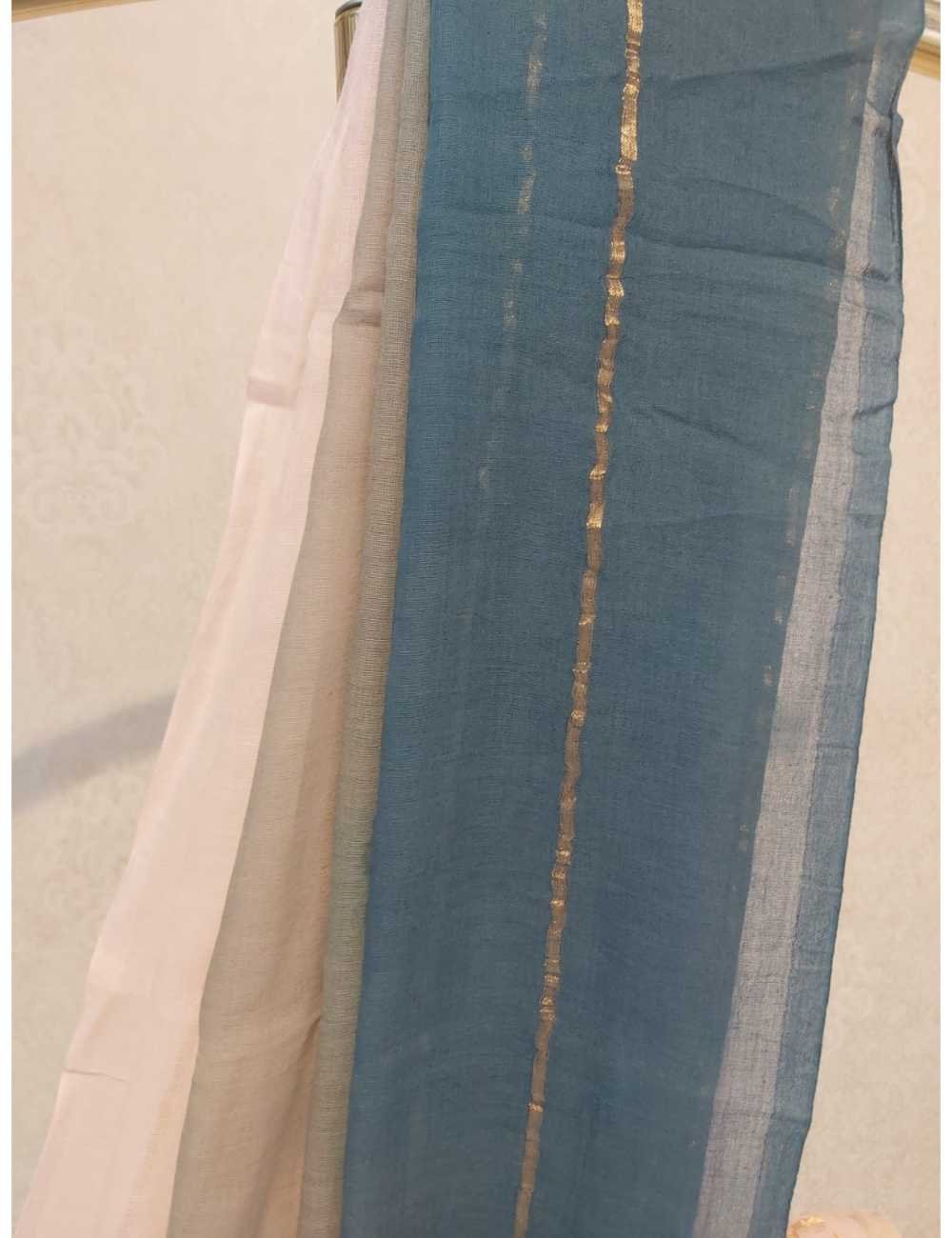 Tricolour Mul Saree with Light Pink Blouse