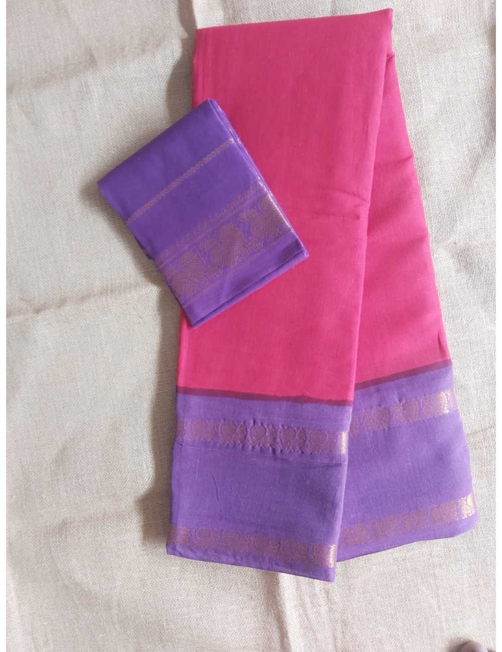 Pure Cotton Saree with Zari Border Red