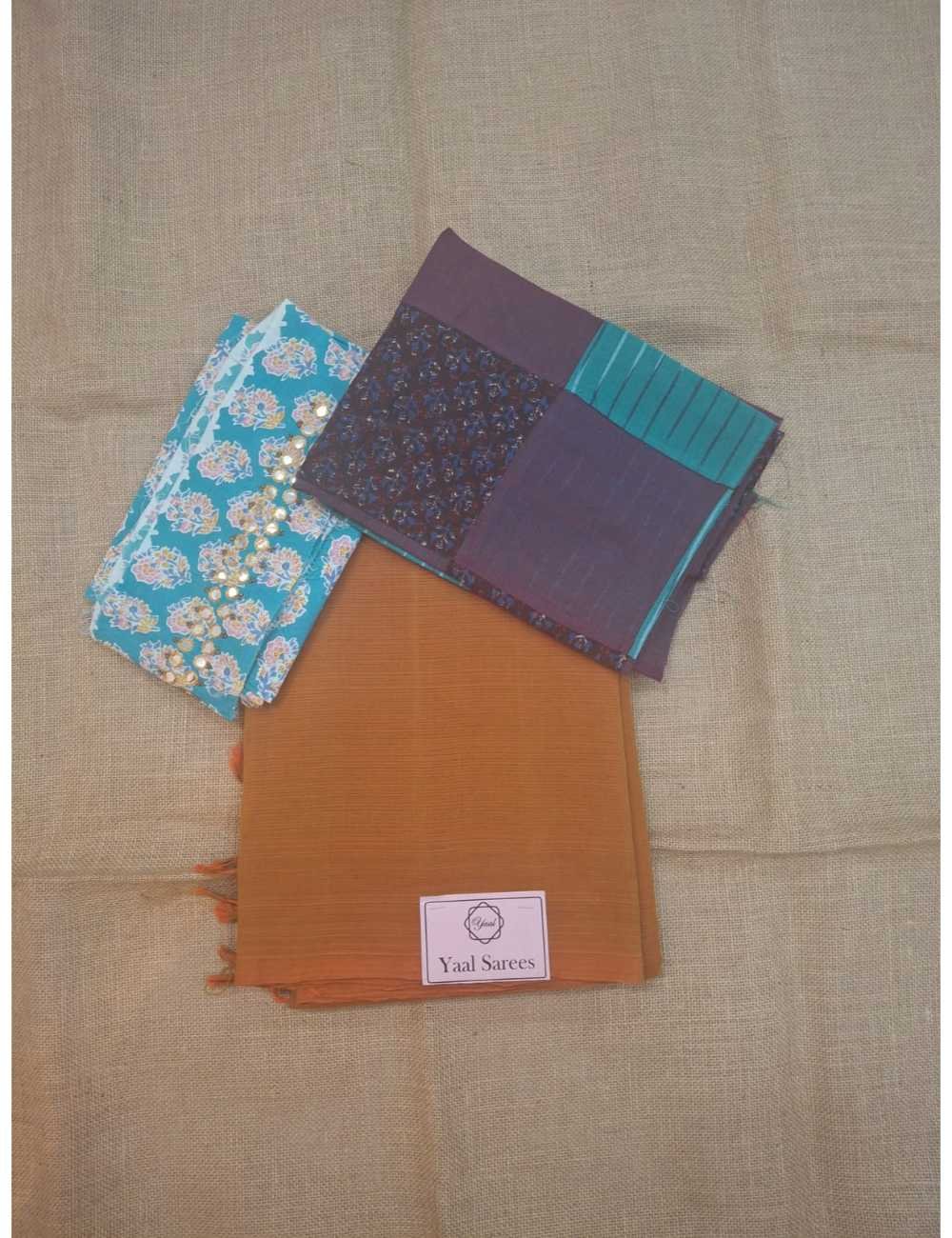 Mangalgiri Plain Cotton Saree Brown