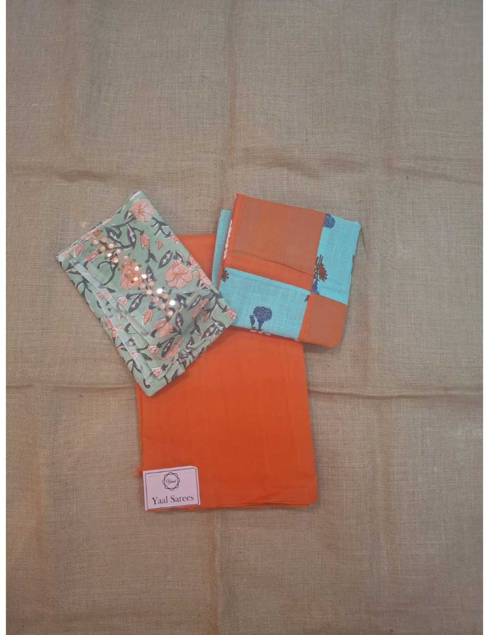 Mangalgiri Plain Cotton Saree Orange