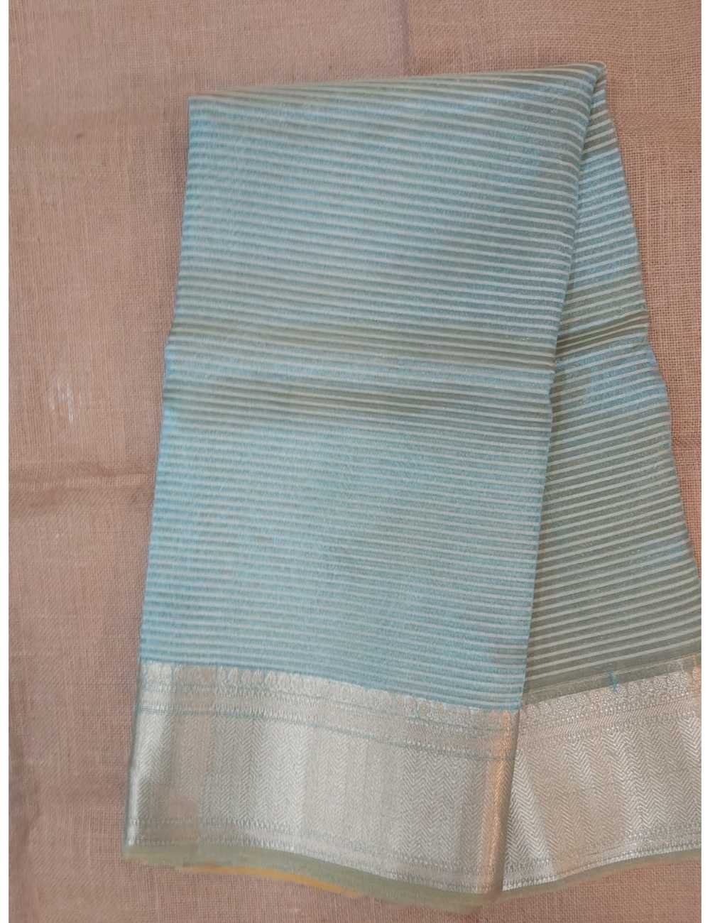 Elegant Tissue Blue & Yellow Saree