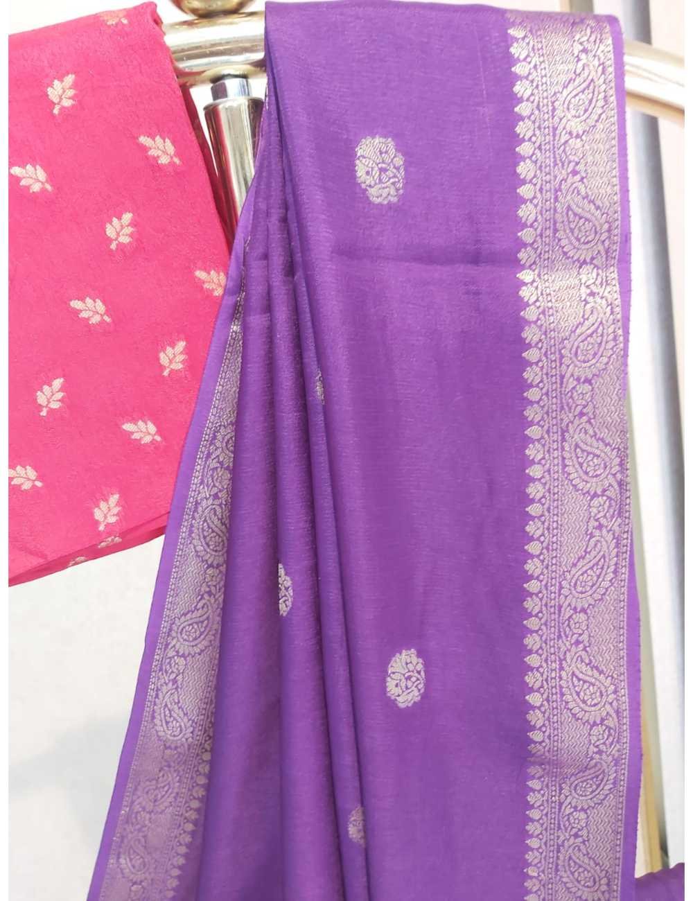Viscose Saree with Coin Butta Violet